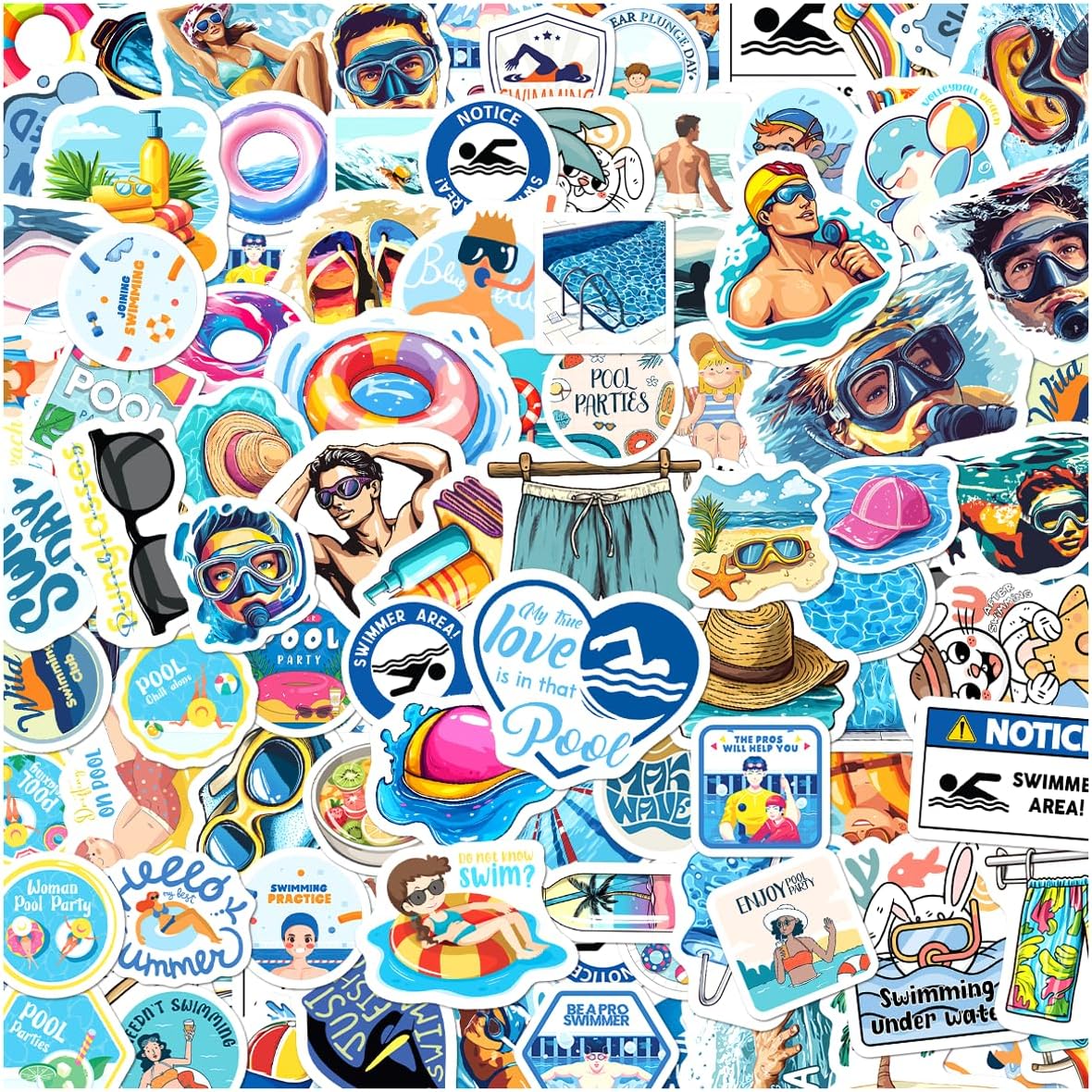 Amazon.com: Summer Beach Pool Stickers Pack Vinyl Waterproof for Water ...
