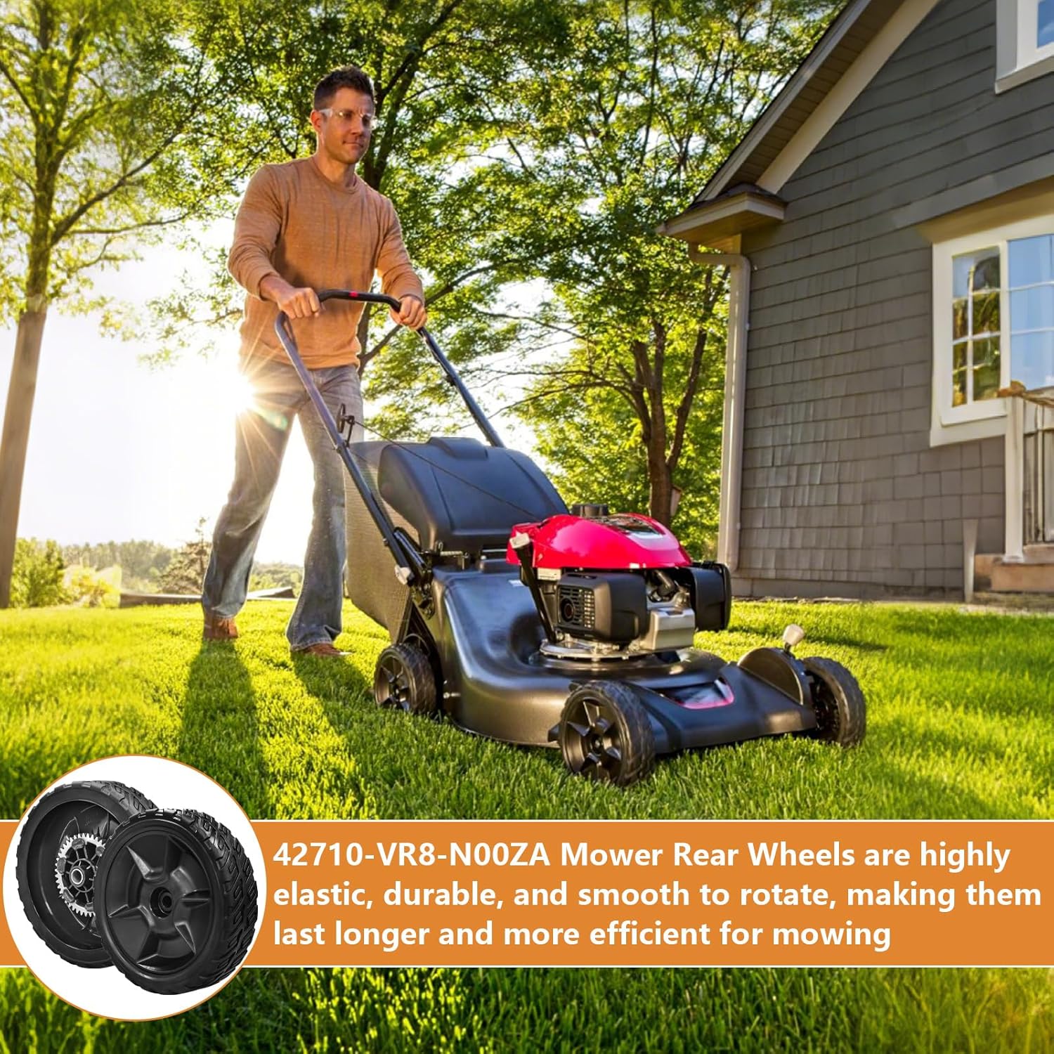 42710-VR8-N00ZA Lawn Mower Rear Drive Wheels-8 Inch Compatible with Honda HRN216 Walk Behind Lawn Mower（2 Pcs）
