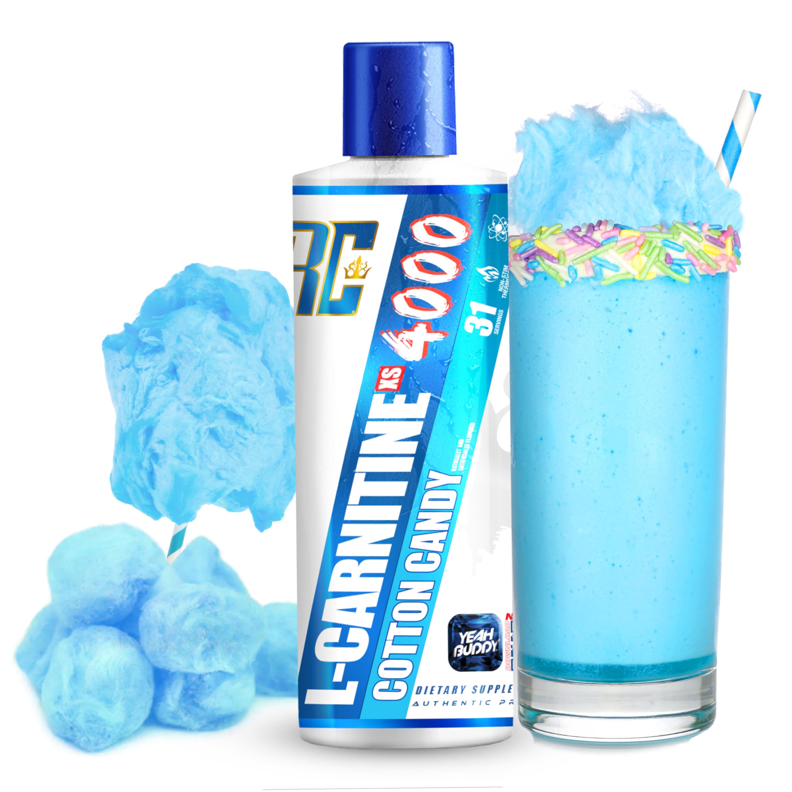 Ronnie Coleman Signature Series L Carnitine XS 4000 Liquid, Stimulant Free, Sugar Free, Zero Carbs, Lean Muscle Strength Support for Men & Women, 16 Oz (16 oz, Cotton Candy (4000))