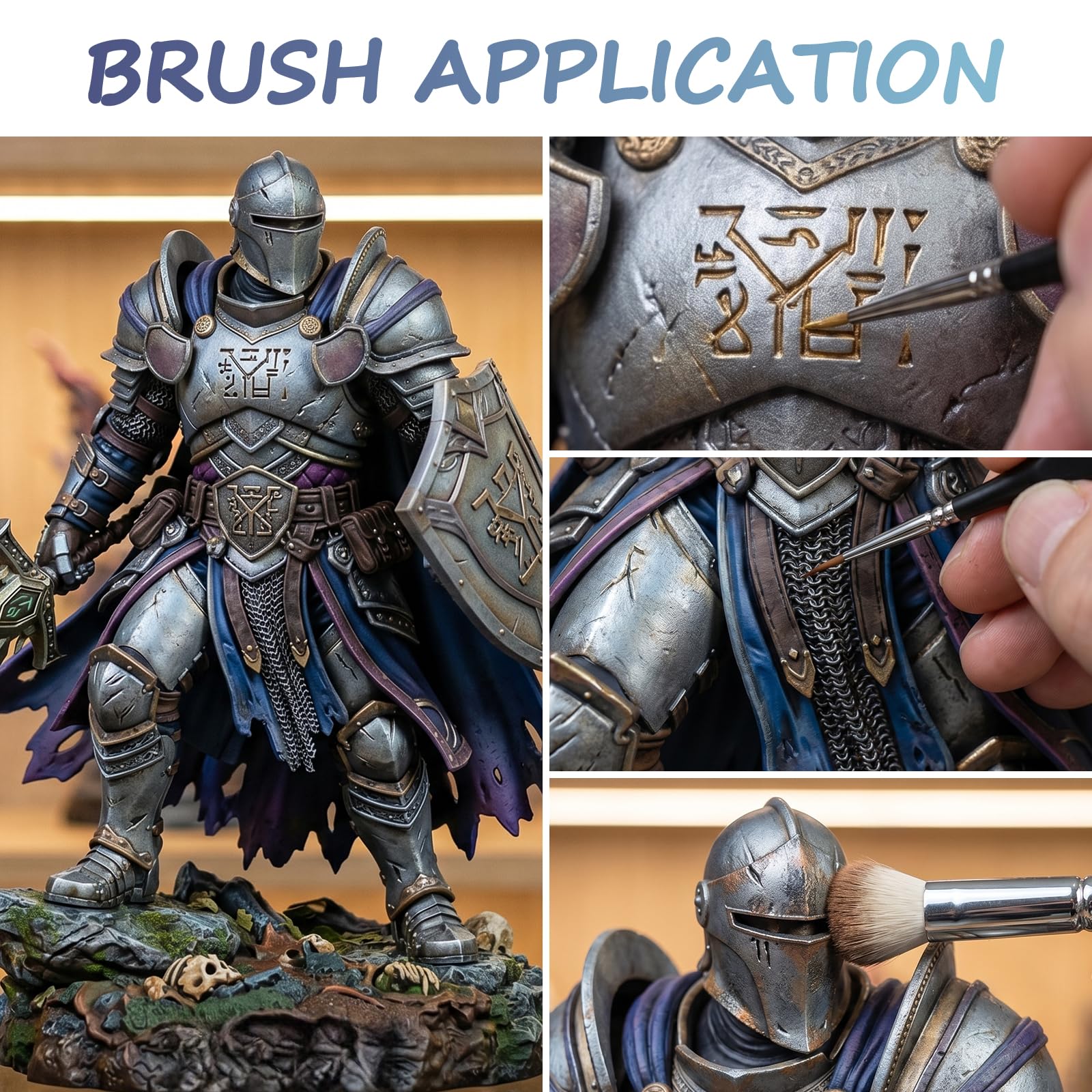 FansArriche Farba modelarska, 28 kolorów, z 2 rozcieńczalnikami, 6 pędzlami i 1 szczotką do suszenia, zestaw akrylowych miniaturowych farb do modeli, miniatur i rękodzieła, kompatybilny z pędzlem i