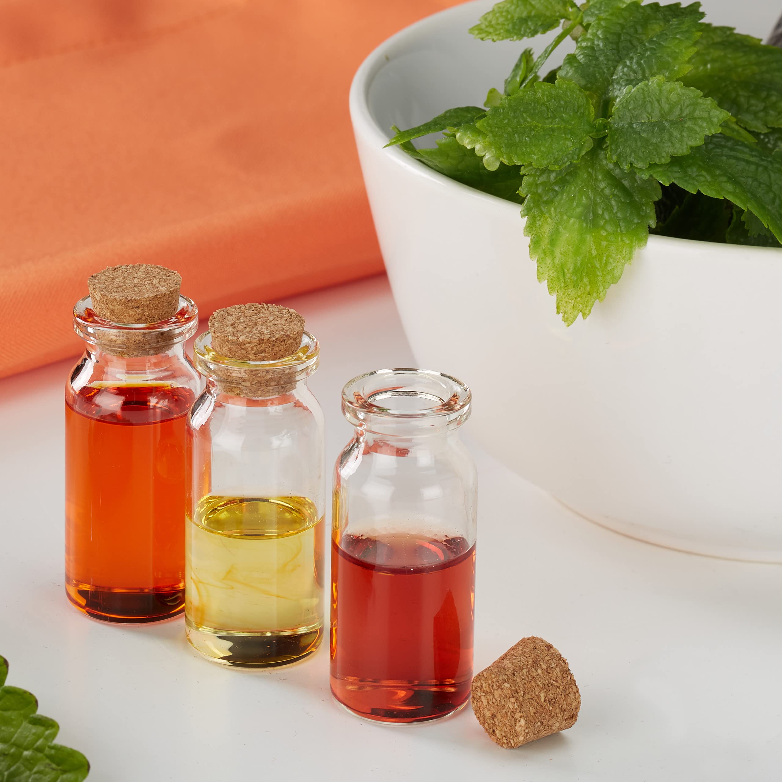 Relaxdays 288x Bottigliette in Vetro per Bomboniere, Barattolini con Tappo in Sughero, Vasetti da 10 ml, Trasparente
