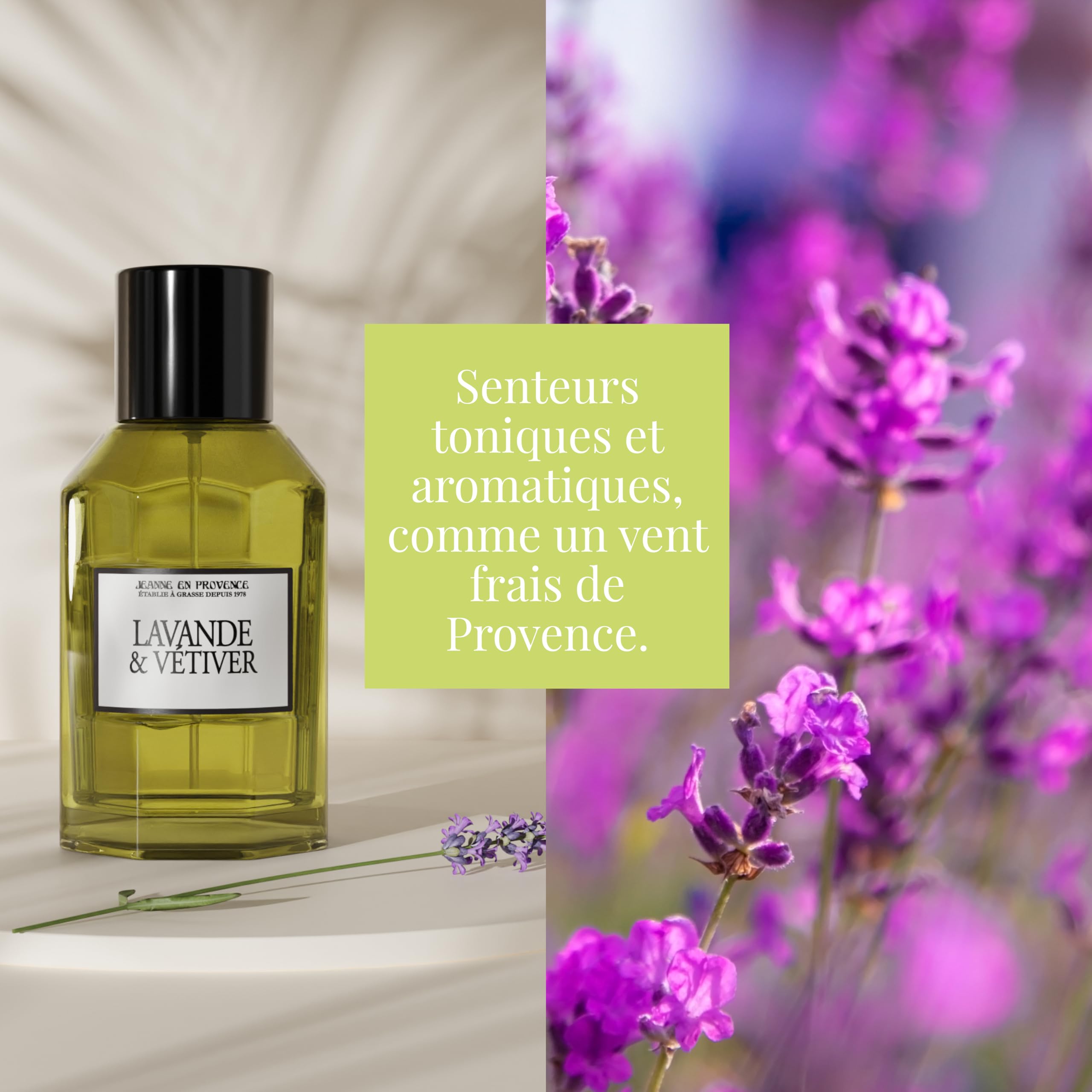 JEANNE EN PROVENCE - Woda toaletowa dla mężczyzn - Zapach lawendy I Vetiver - Składniki pochodzenia naturalnego - Wyprodukowano we Francji - Butelka 100 ml