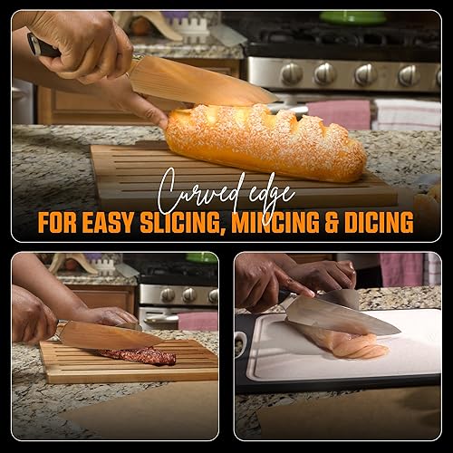 Miniatura 6 de Cuchillo de cocina profesional de 8 pulgadas con protector de dedo, cuchillo de cocina súper afilado para corte de precisión, accesorio de cocina