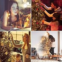 Vista 64 de RUICHEN Guirnalda de luces LED con cable plateado de 99 pies, 300 luces LED con carrete, color naranja