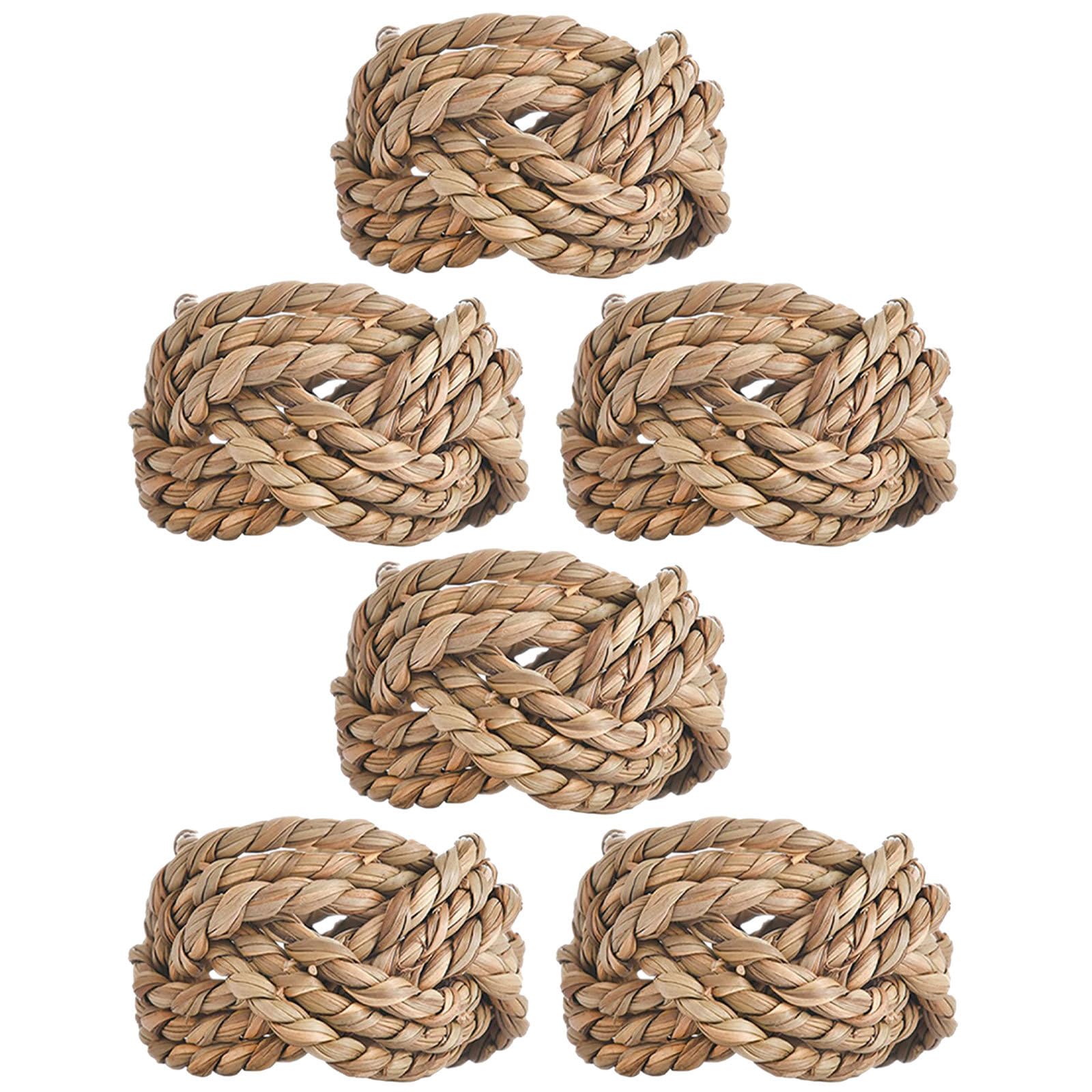 Ronds de Serviette Tissés 6 Pièces en Paille pour Table Élégante