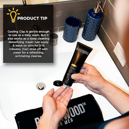 Miniatura 6 de Blackwood For Men Jabón facial de arcilla refrescante, limpiador y máscara de carbón activado, mentol y arcilla Tanakura para limpieza profunda y