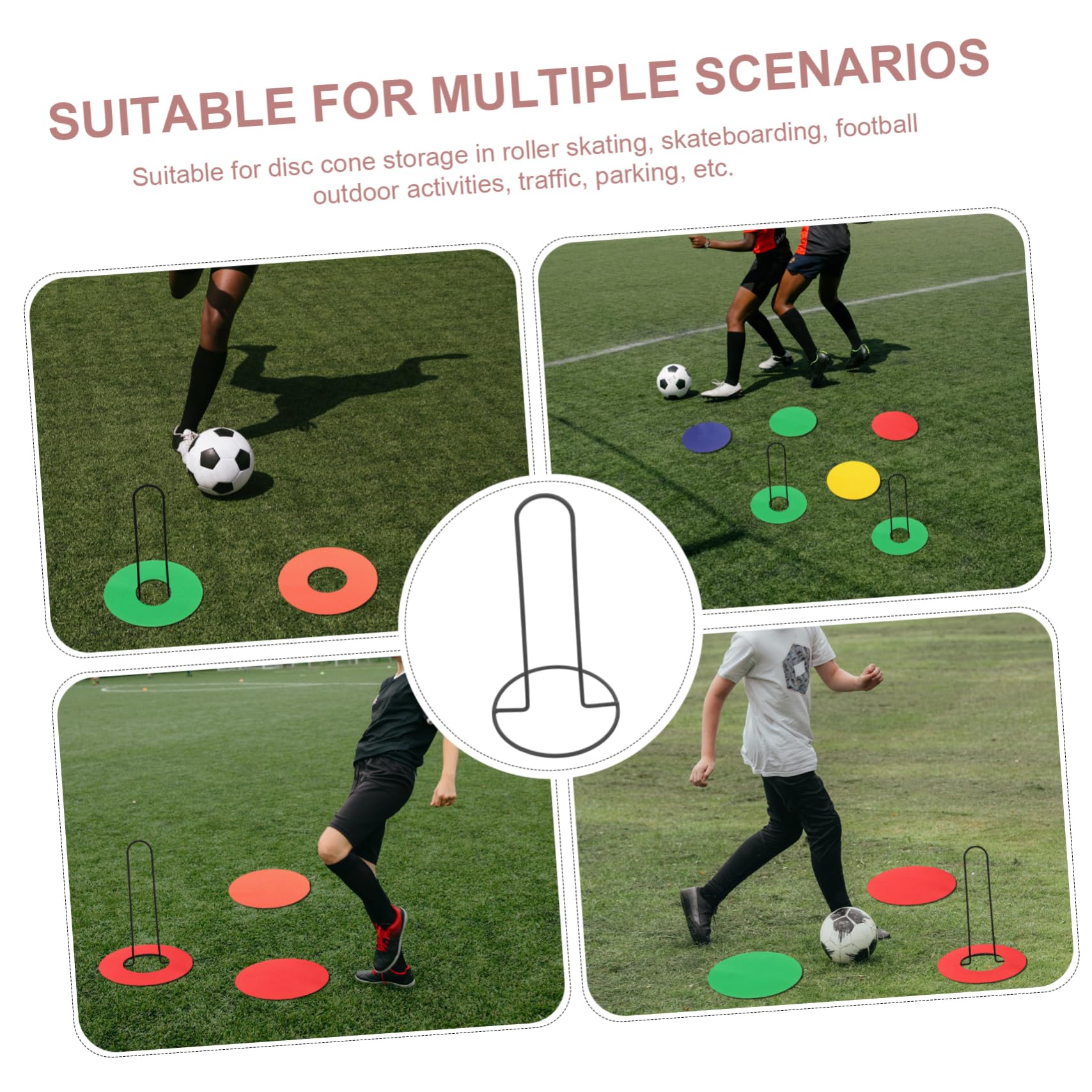 ULTECHNOVO 5pcs Sturdy Metal Disc Cone Holders Soccer Cone Storage Stand Football Training Logo Disc Rack