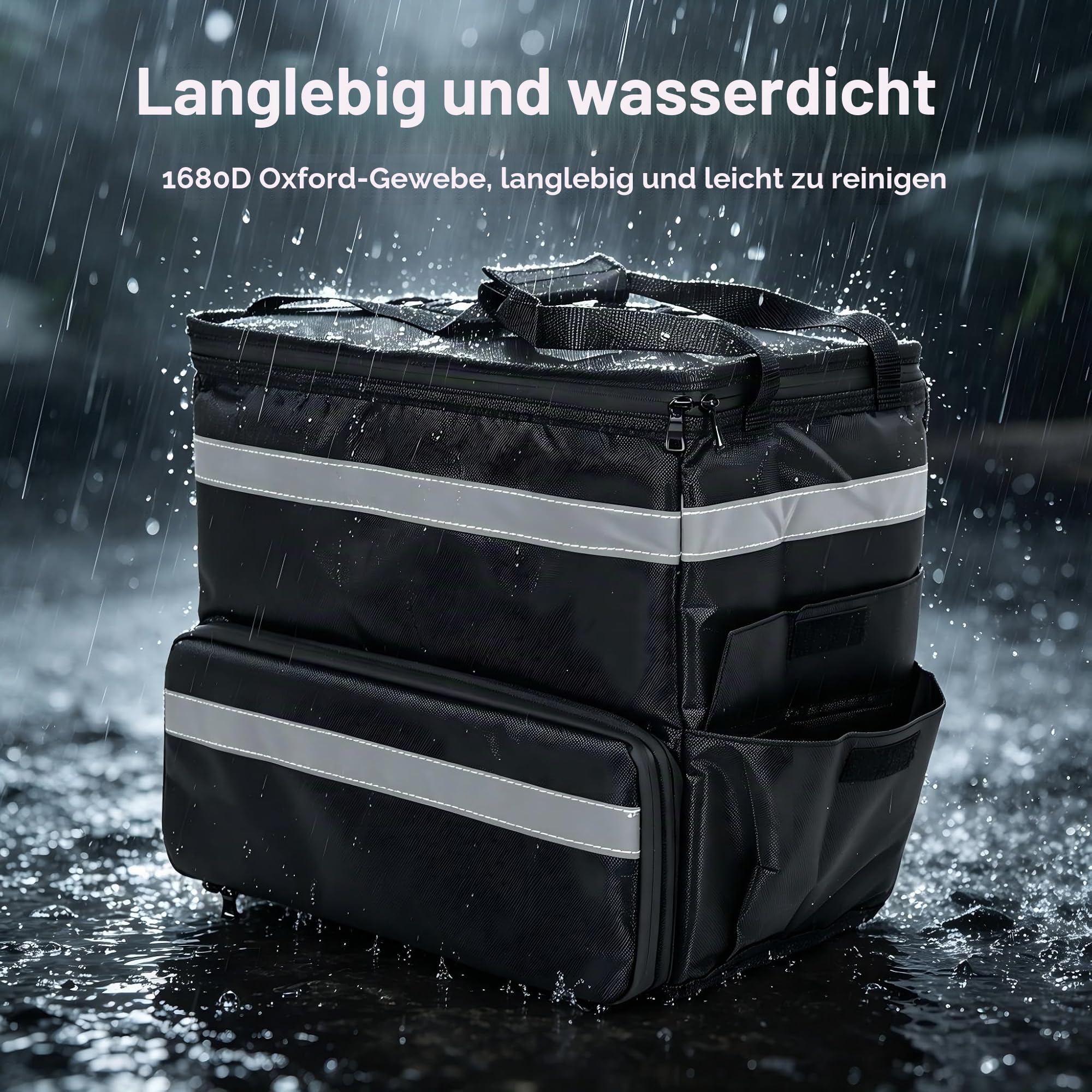 Pizza lieferrucksack Wasserdichten Isolierter Lieferrucksackisolierter erweiterbarer heißer Tasche Große Kühltasche mit reflektierenden 1680D Oxford für Pizza für Ausflug, Camping