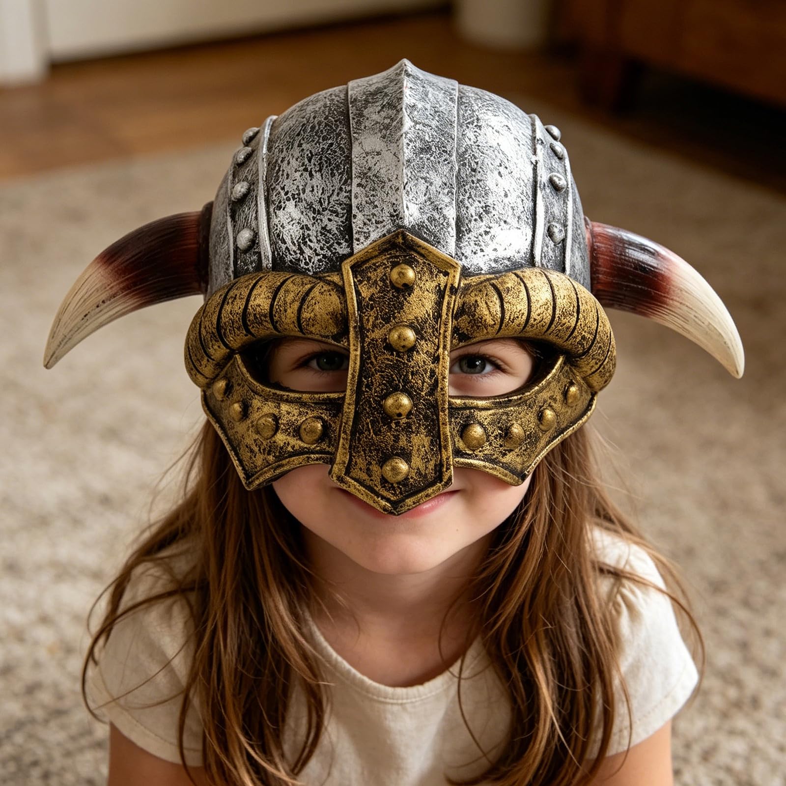 Cappello vichingo con corna di toro per bambini, decorazione per elmo da cavaliere medievale, cappello da guerriero medievale per giochi di ruolo e foto di scena.