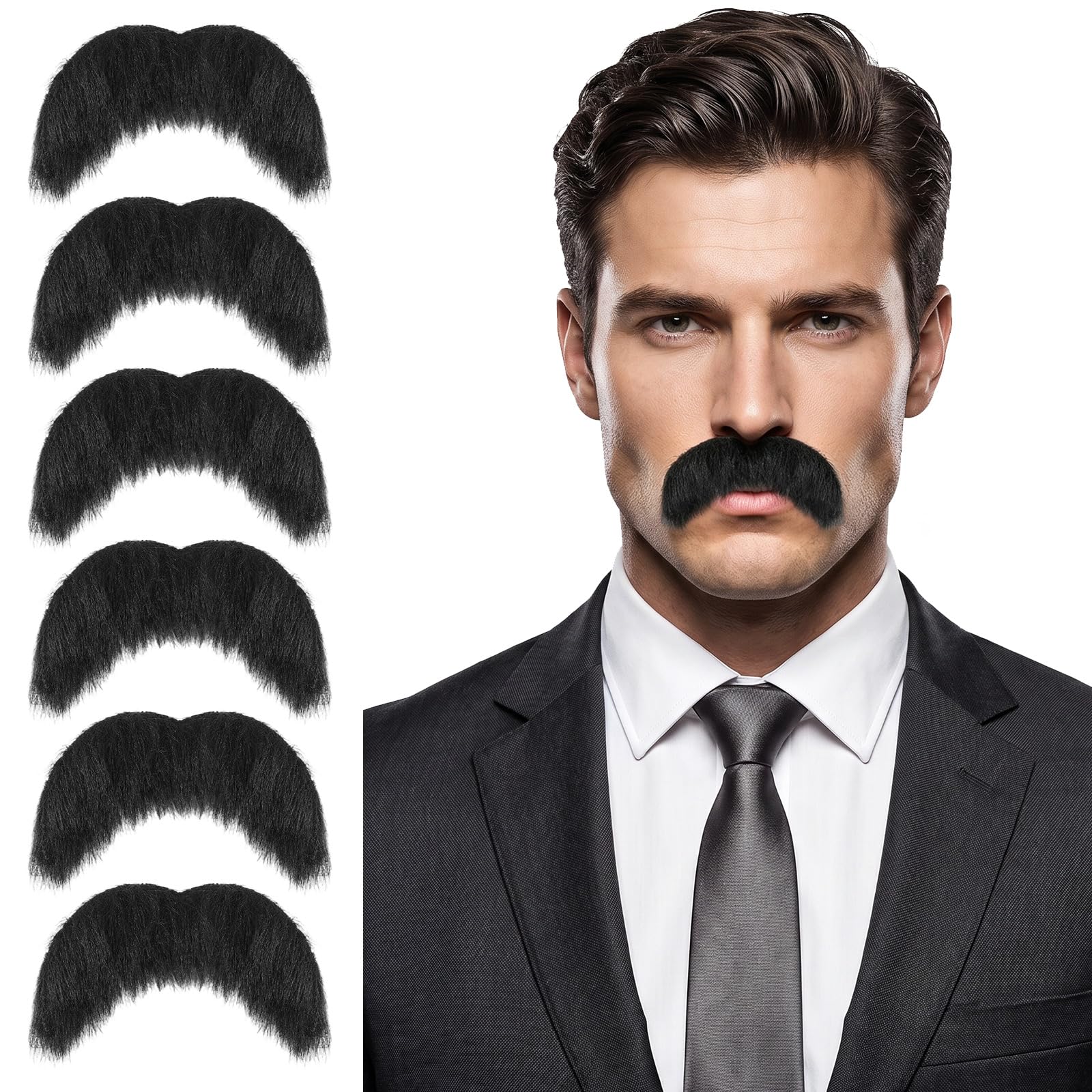 Classicseali 6 Pcs Fake Mustache,Self Adhesive Moustaches Stick On Adults
