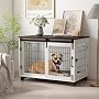 Piskyet Dog Crate Furniture Barn Door Dog Crate for Large Dogs Up to 60 lbs,Sliding Door Dog Crate Modern Decorative End Side Table Nightstand