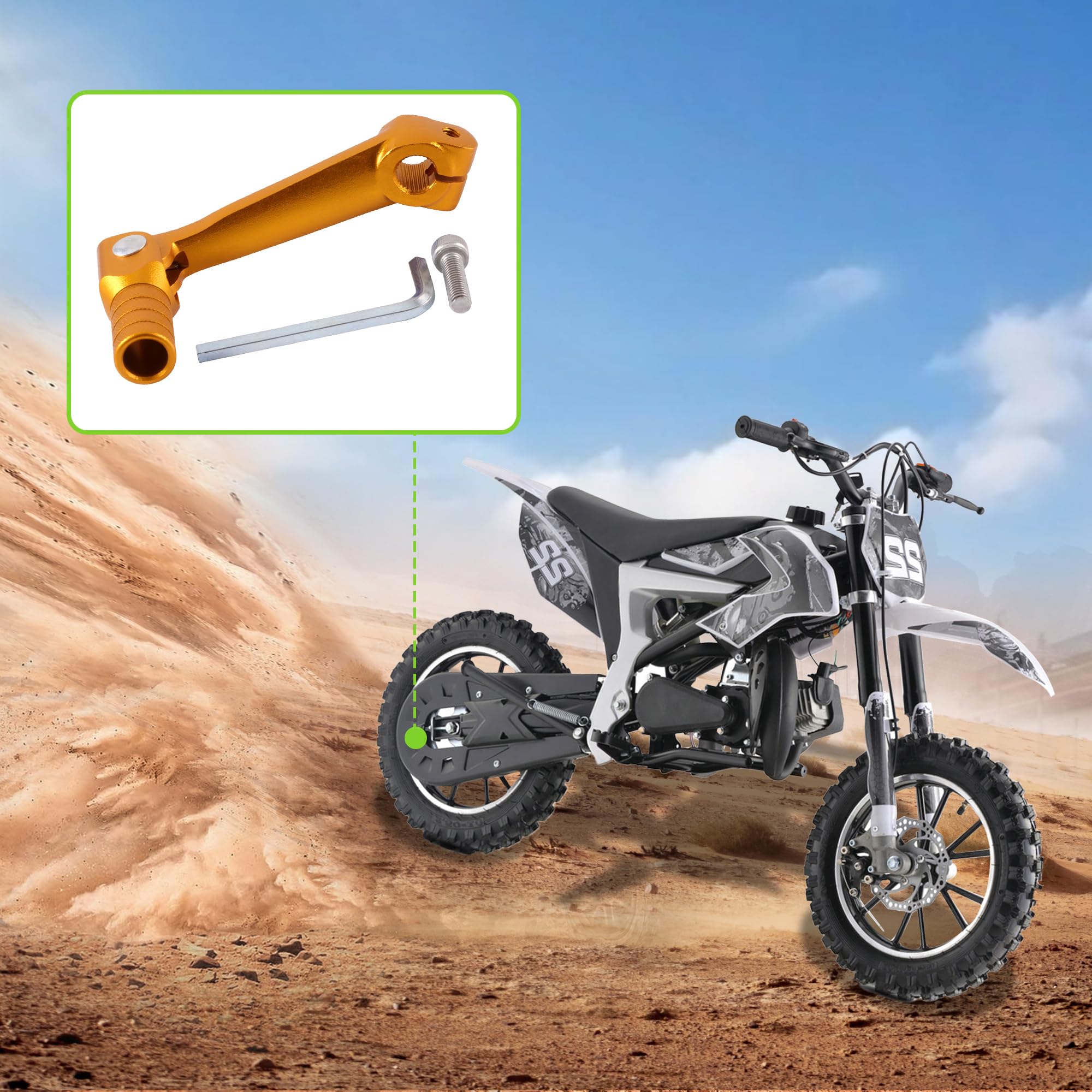 GOOFIT CNC 114mm Dorado Gear Plegable Aluminio Motocicletas palancas Cambio Que Puede Reemplazar para la mayoría Las Herramientas la Pozo Suciedad ATV UTV