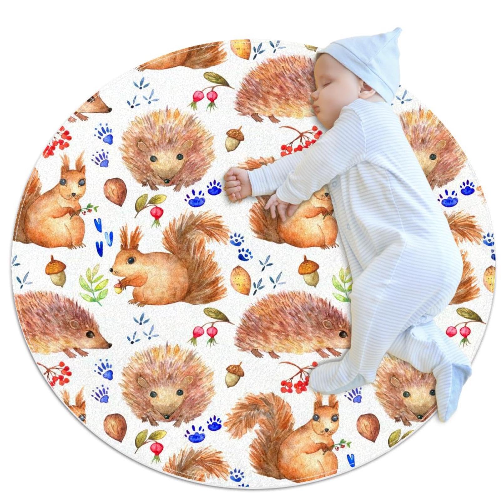 Tapis de salle de bain pour chambre d'enfant motif écureuil et forêt