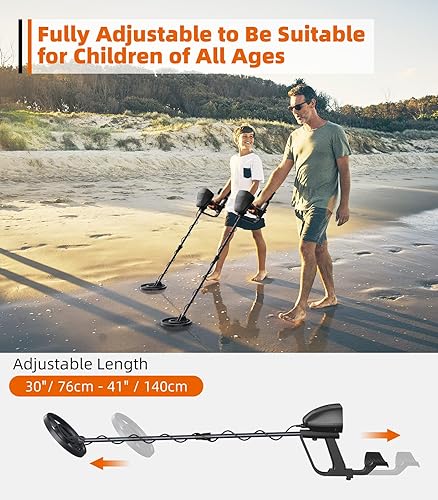 Miniatura 5 de Detector de metales para niños, detector de metales DetectTrek Kids resistente al agua con bobina de alta precisión de 8 pulgadas y rastrillo de