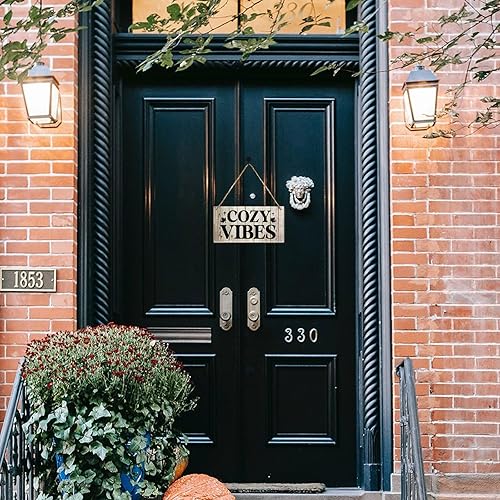 Vista 64 de Letrero decorativo para puerta delantera, decoración rústica de bienvenida de otoño para colgar en la pared, placas de madera para porche de granja