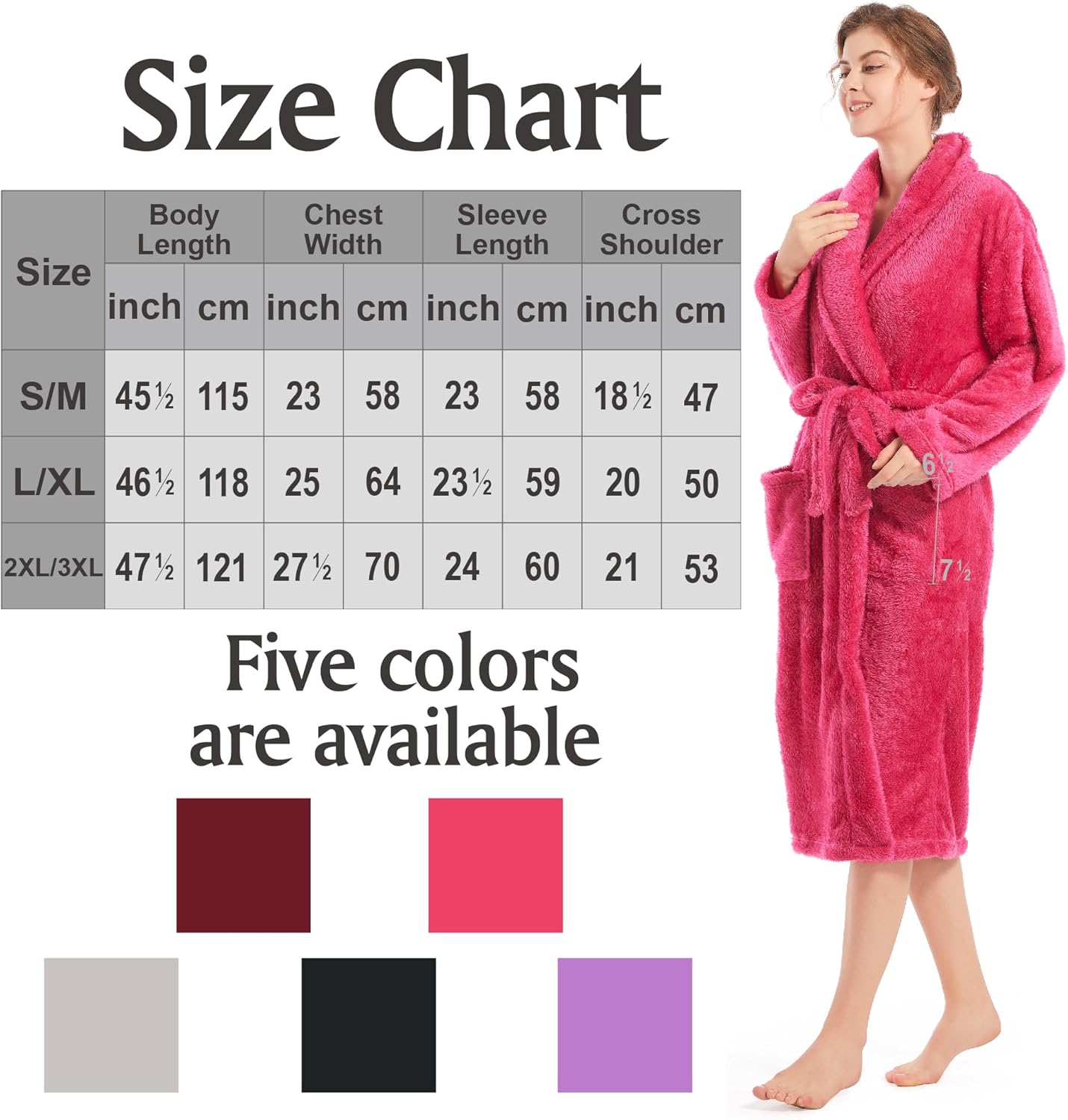 Inner Wish Womens Plush Fleece Robe, Cozy Warm Bathrobe Fuzzy Female Spa Robe With Pockets - Image 6