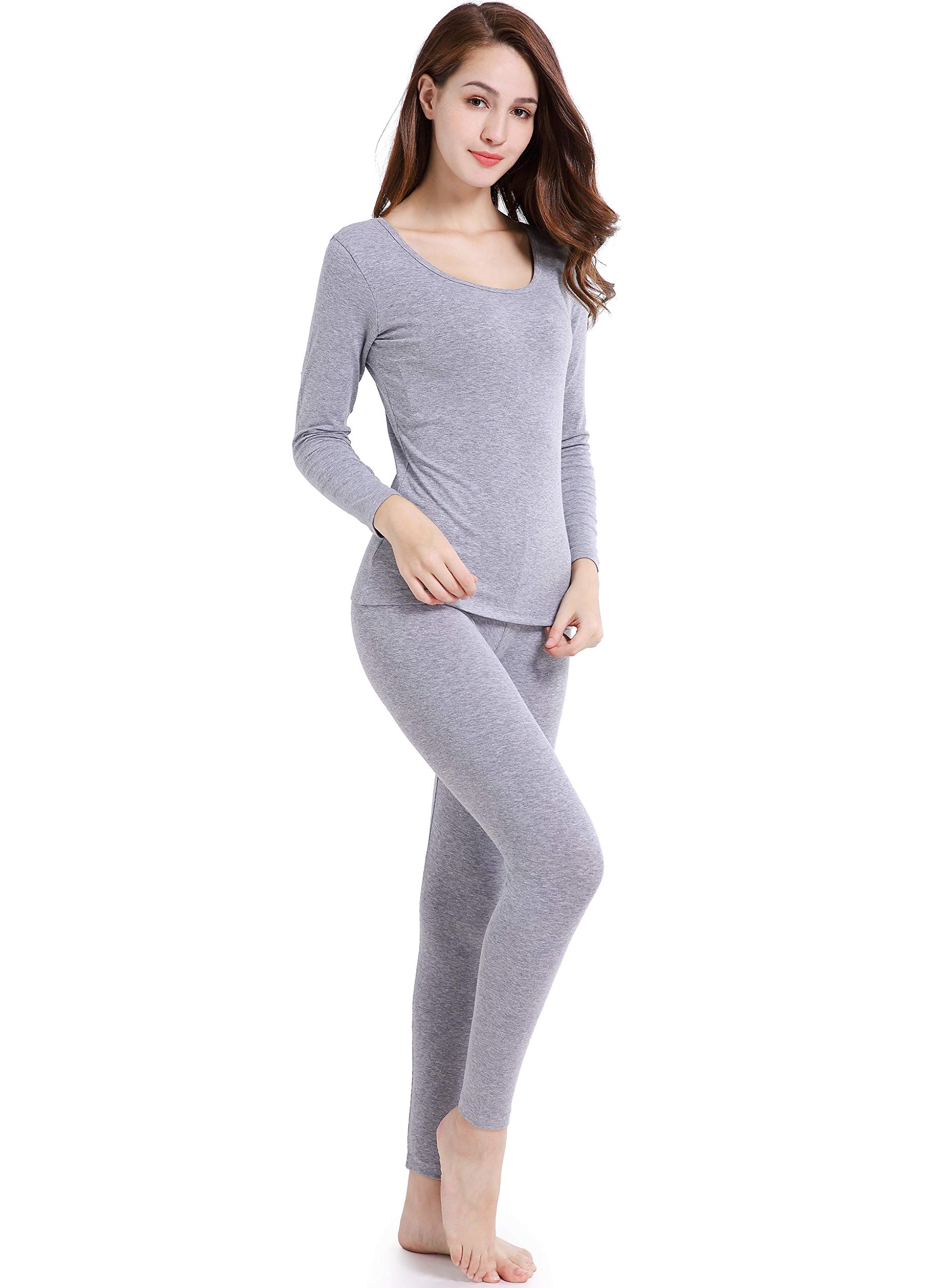 Ferrieswheel Story Womens Thermal Underwear Set Crew Neck Breathable Base Layer Thin Long Johns