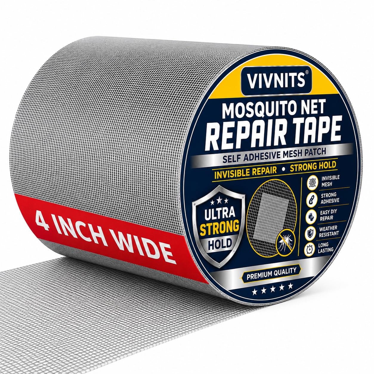 VIVNITS Mosquito Net Repair Tape 2 In x 79 In (5CM x 200CM), Self Adhesive Window Screen Mesh Roll, Peel and Stick Patch for Torn Holes, Durable Fiberglass Insect Screen (Standard Roll) — Amazon image 7