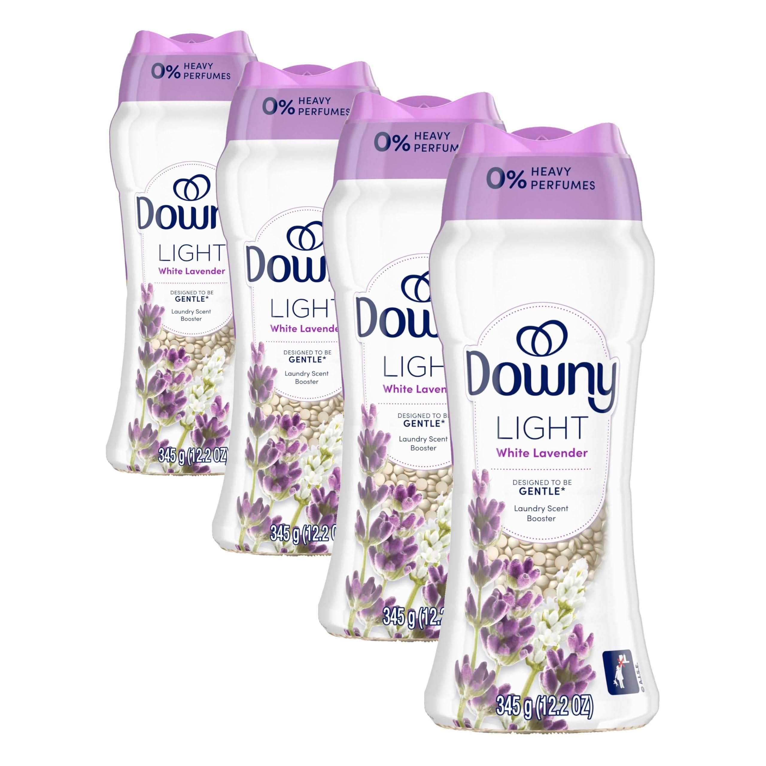 Downy Light Laundry Scent Booster Beads, White LavenderScent, In-wash fabric beads designed to be gentle with a light boost of scent, No Heavy Perfumes, 12.2 Ounce (Pack of 4)