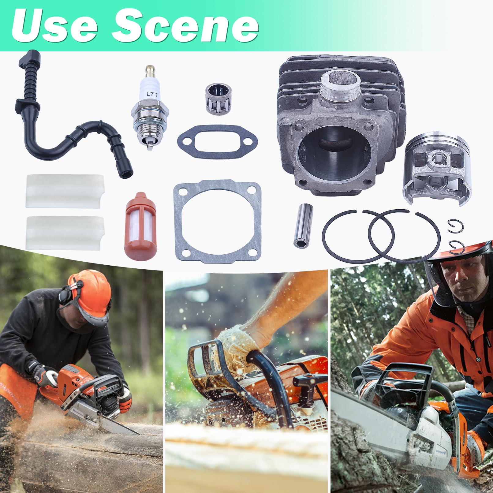 Pistón y Cilindro para STIHL 028 028AV 028WB Motosierra, ADEFOL 46mm Cilindro + Piston + Junta + Bujía + Cojinete Piezas de Repuesto Accesorio 028 AV WB Kit Cilindro 14 en 1