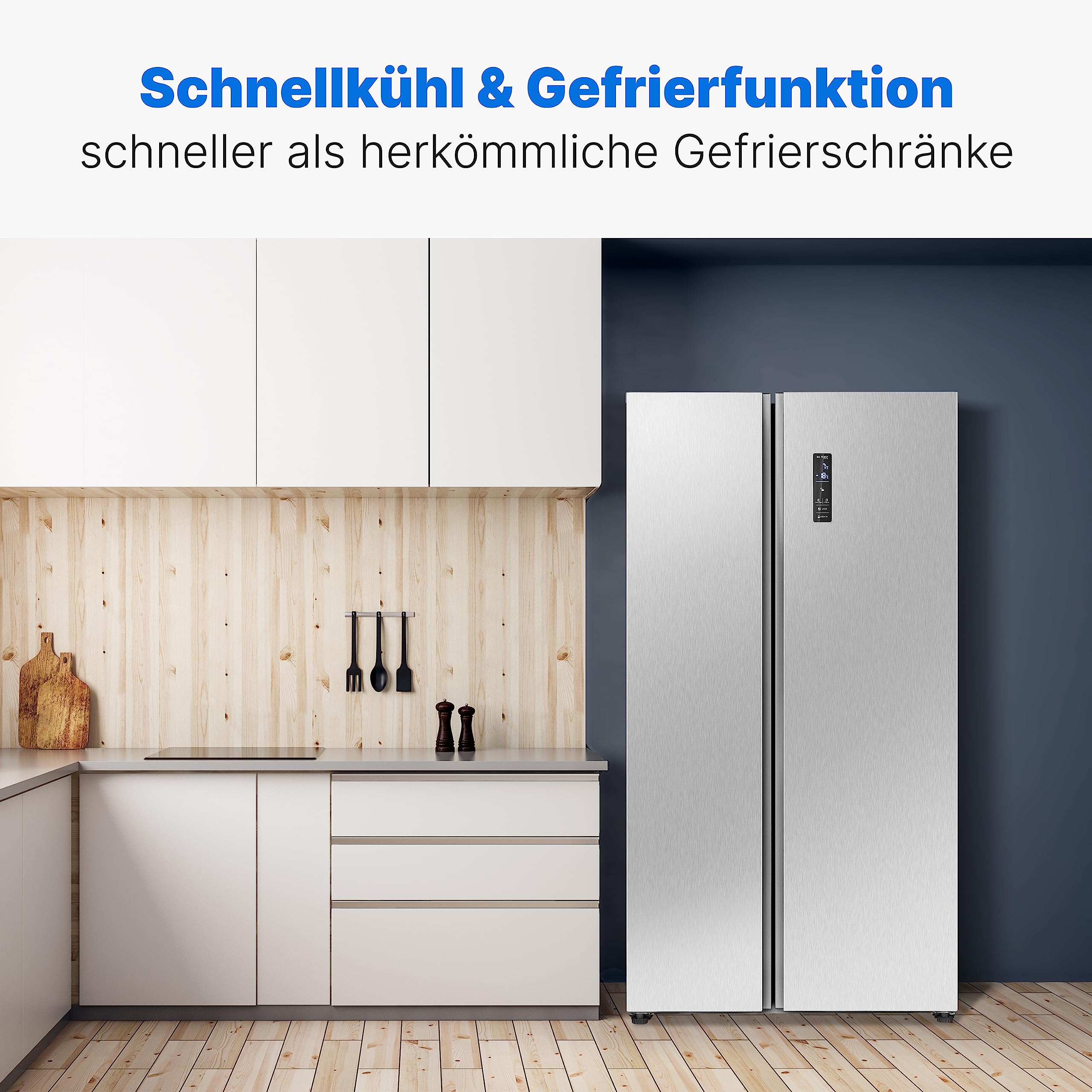 Bomann® Side by Side Cool Freezer Combination, No Frost, 442 L Capacity, Fridge with MultiAirflow Technology, Consumption 287 kWh per Year, SBS 7344 inox