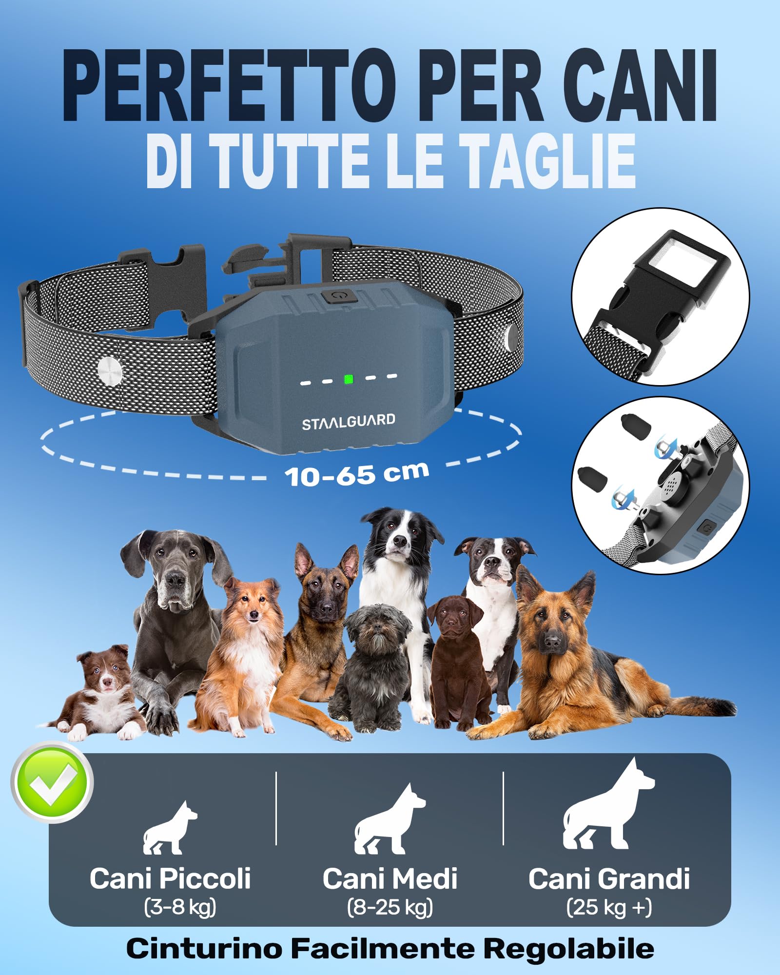 Collare da Addestramento per Cani, Senza Scossa Elettrica, BIP, Vibrazione e Boost, Portata 3km, Ultra Compatto, Ricaricabile, Autonomia 30 Giorni, Impermeabile IP67, Adatto a Tutti i Cani