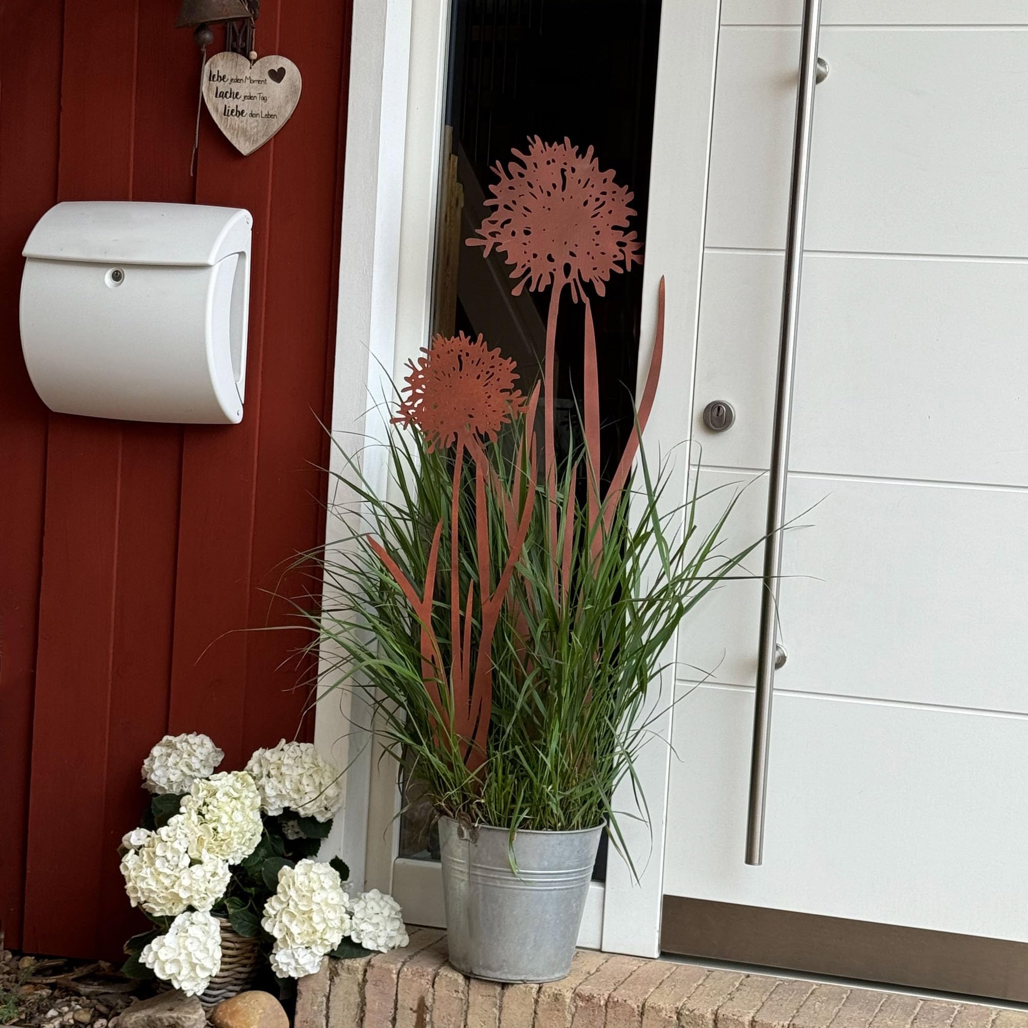 UNUS Palo da Giardino Agapantus Set di 2 Effetto Ruggine Decorazione per Giardino Terrazzo Balcone