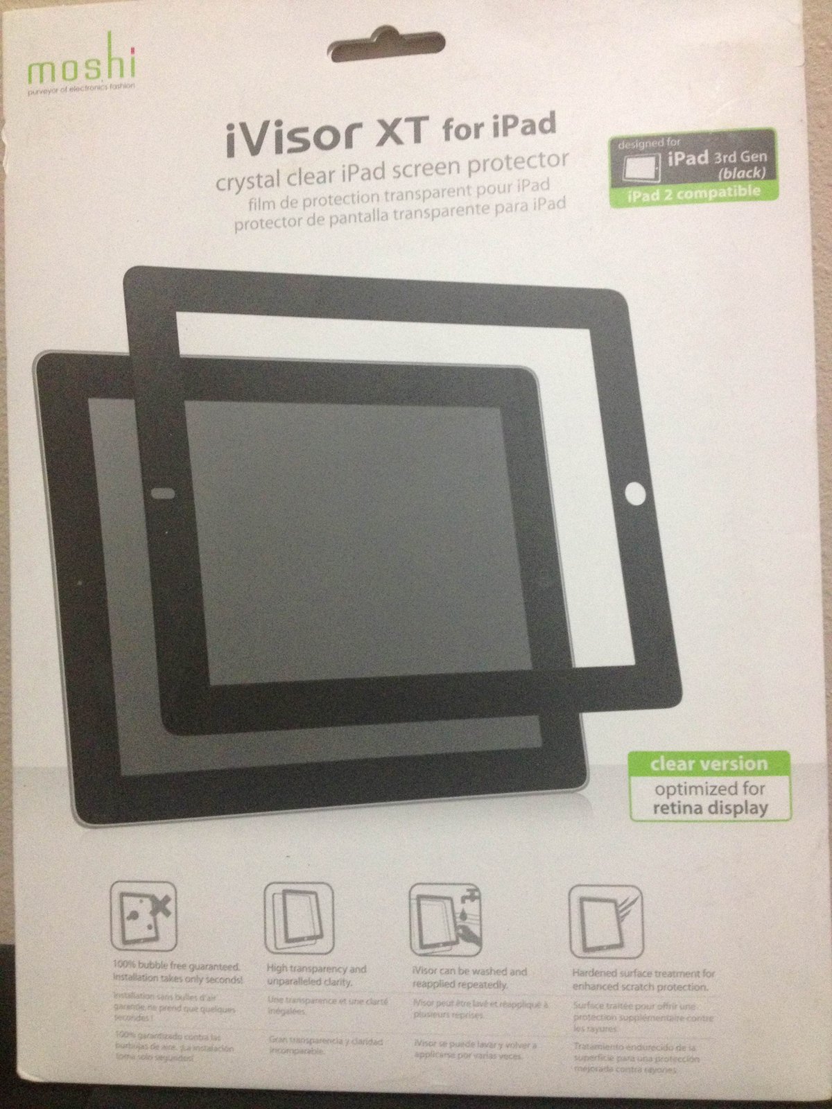 Moshi iVisor Screen Protector XT (Crystal Clear) for The New iPad 3rd & 4th Generation (Newest Model) -Black