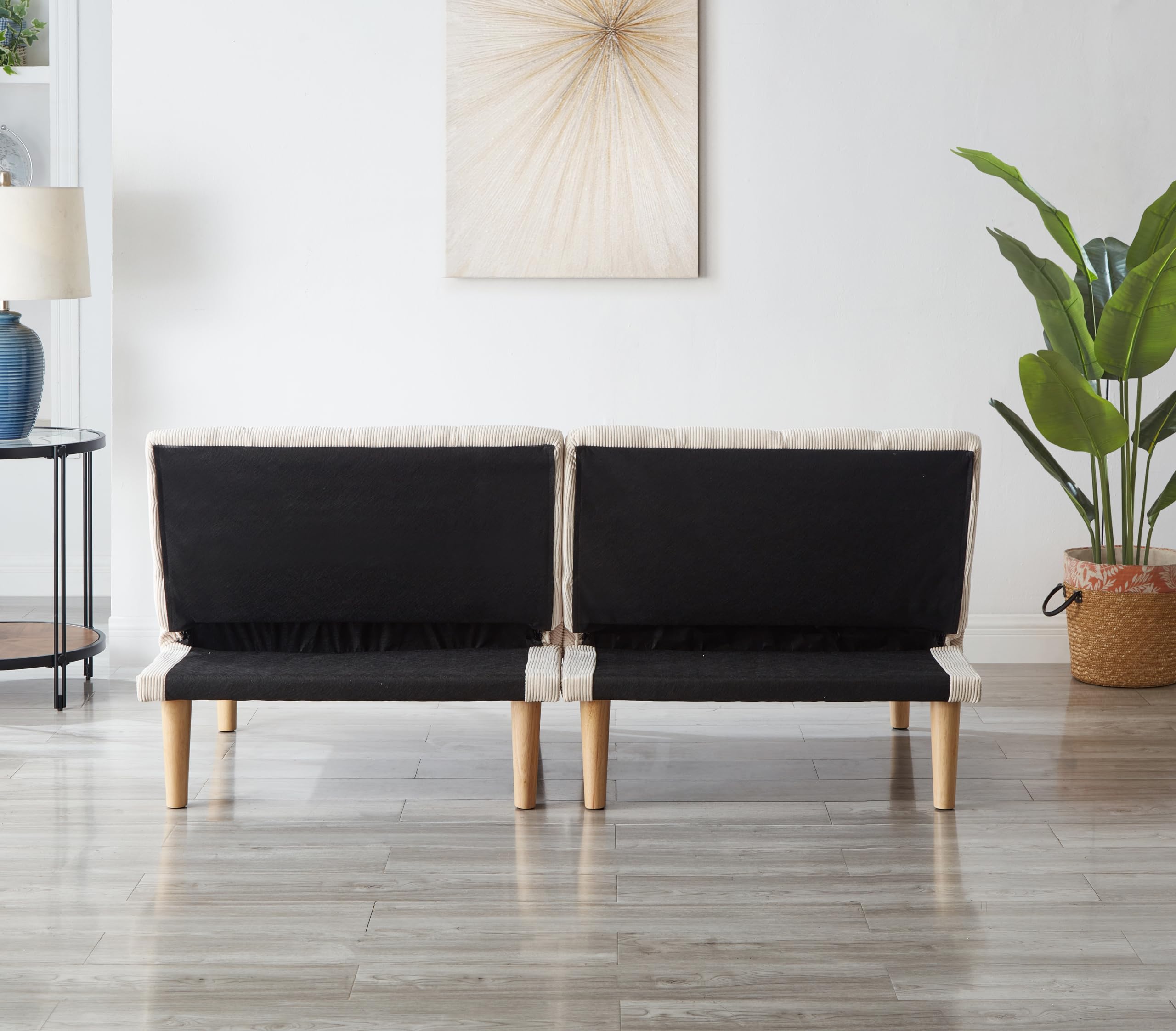 Sofa z funkcją spania 2-osobowa, 167 cm, beżowa – składane łóżko z 3-stopniową regulacją oparcia, zajmuje mało miejsca sofa do spania do salonu i biura, nowoczesne łóżko dla gości
