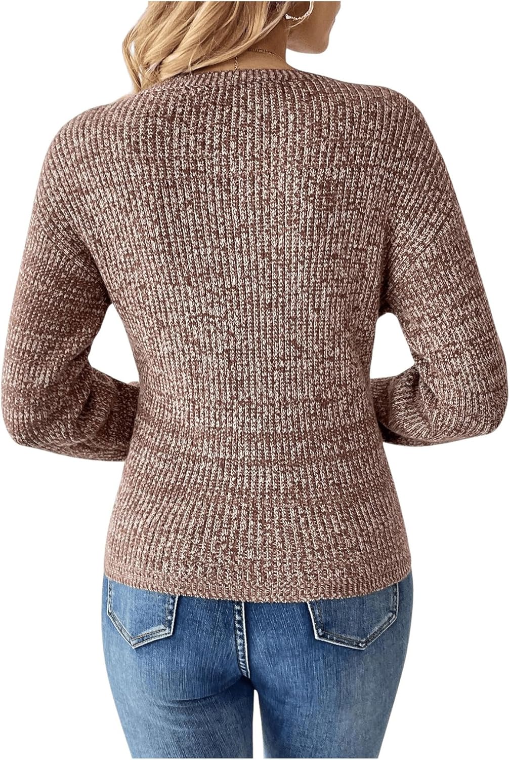 SOLY HUX Women's V Neck Long Sleeve Off Shoulder Sweaters Criss Cross Wrap Ruched Pullover Fall Tops - Image 4