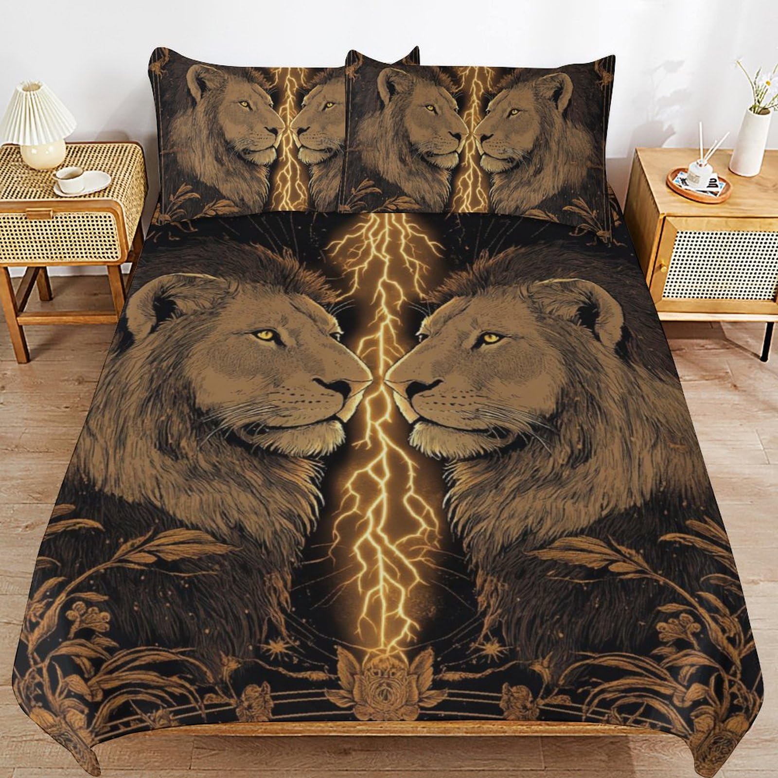 Parure de lit animal en microfibre douce avec 2 taies d'oreiller pour chambre d'enfant