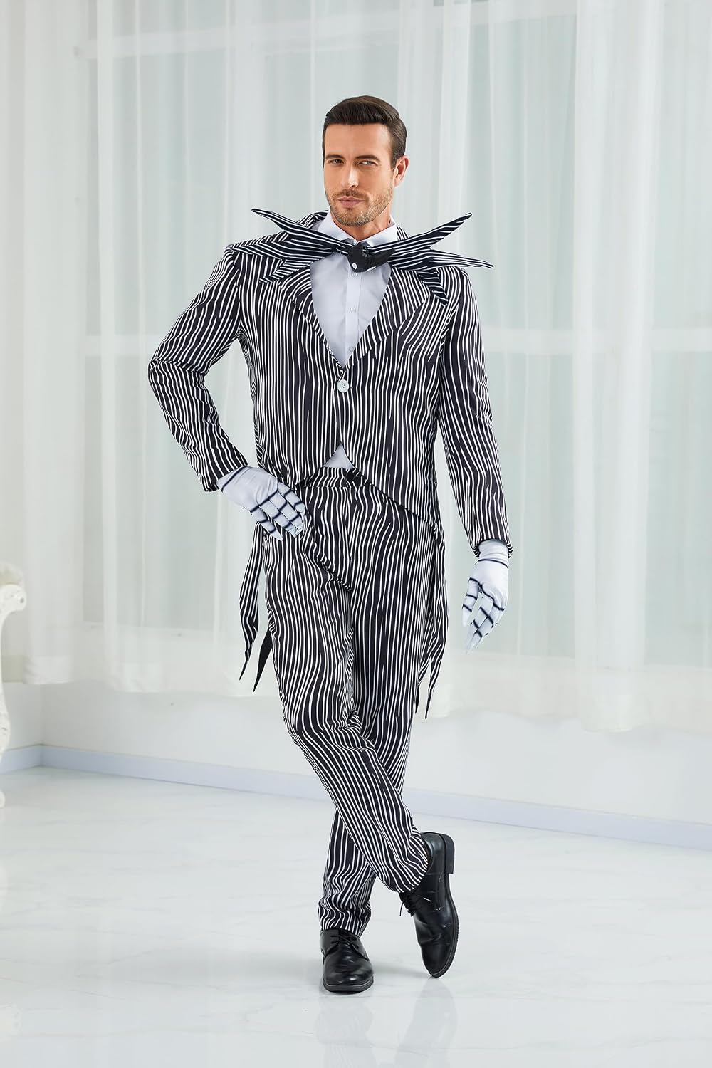 LILLIWEEN Mens Jack Costume Outfit Halloween Christmas Suit Stripe Uniform