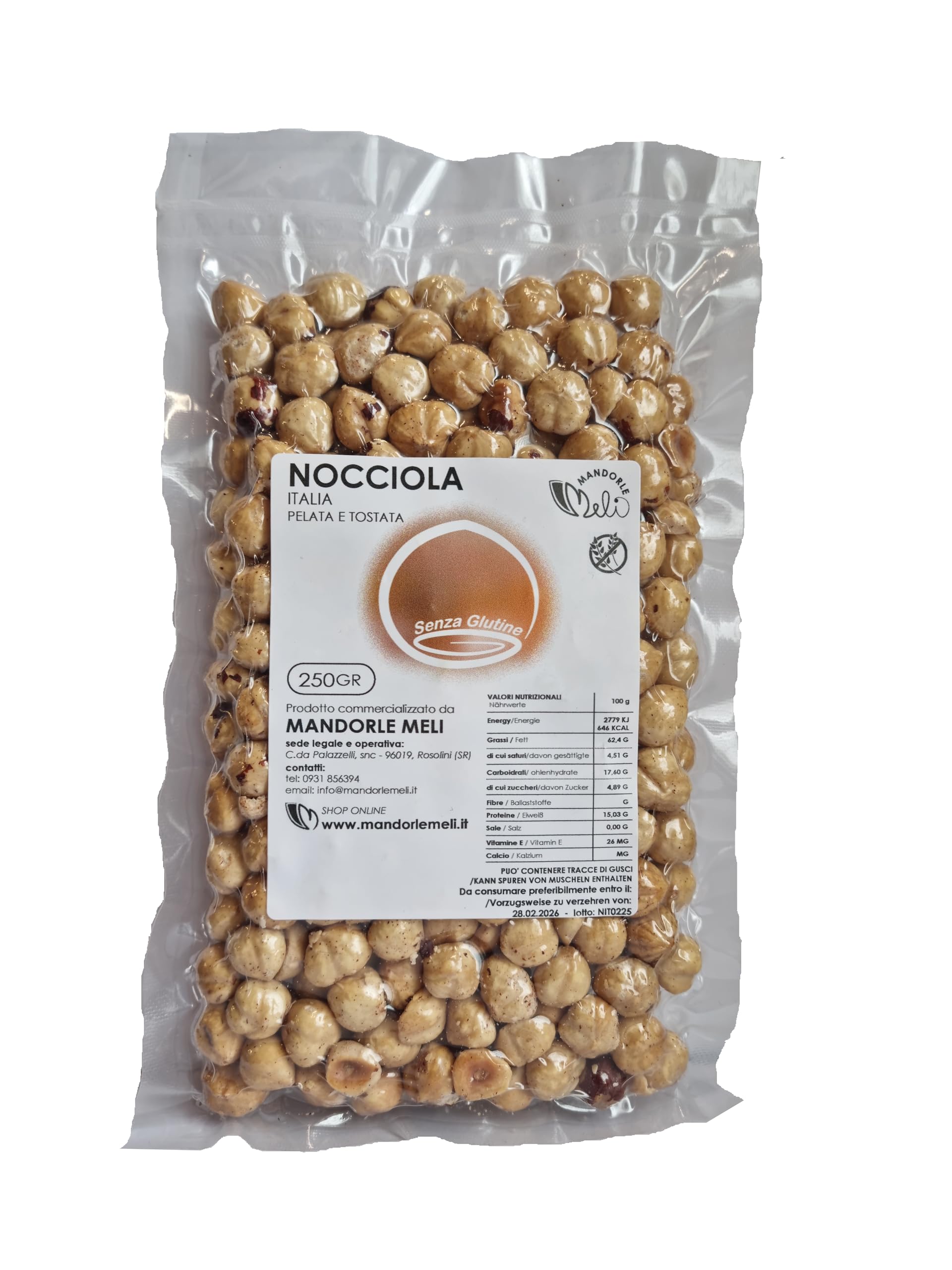 Nocciole pelate e tostate - frutta secca fonte di vitamine e fibre - senza glutine (250g) 250 g (confezione da 1)