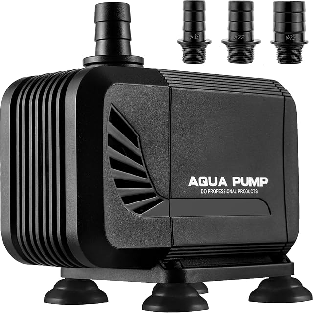 Pompa wodna do akwarium, amfibijska pompa do stawu 3000 l/h, do stawu, fontanny, akwarium, ogrodu skalnego, bardzo cicha pompa wodna z filtrem i 3 dyszami 19 mm/22 mm/25 mm, maks. wysokość tłoczenia