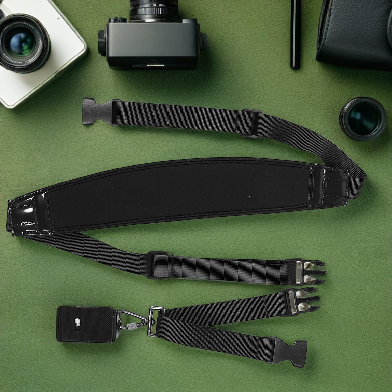 Correa para Cámara Fotográfica Ergonómica Acolchado y Longitud Ajustable, de Fibra de Poliéster y Aleación, Adecuado para Fotografía y Senderismo