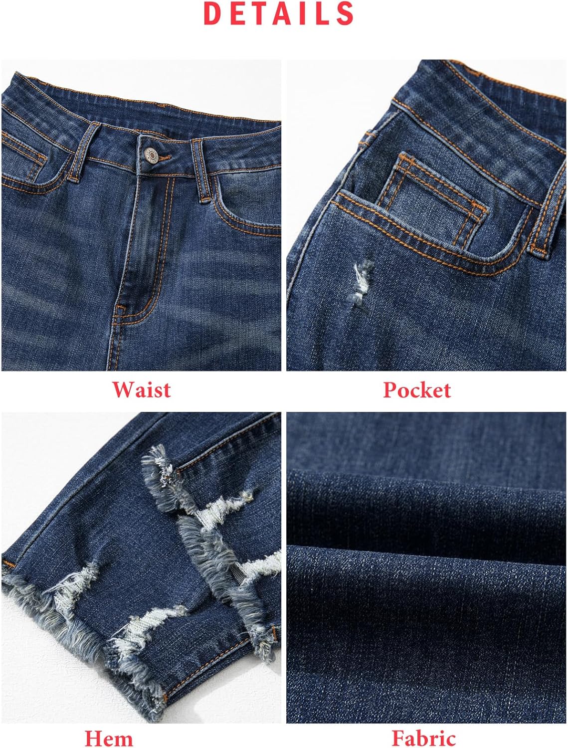 EVALESS Women's High Waisted Tummy Control Straight Ankle Ripped Jeans - Image 5