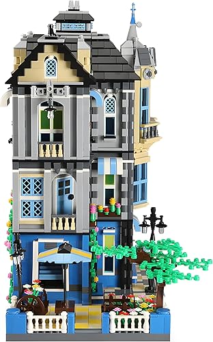 Miniatura 3 de General Jim's Juego de bloques de construcción modulares azules y amarillos de 3 pisos, 2313 piezas, edificios de la ciudad de MOC, gran regalo para