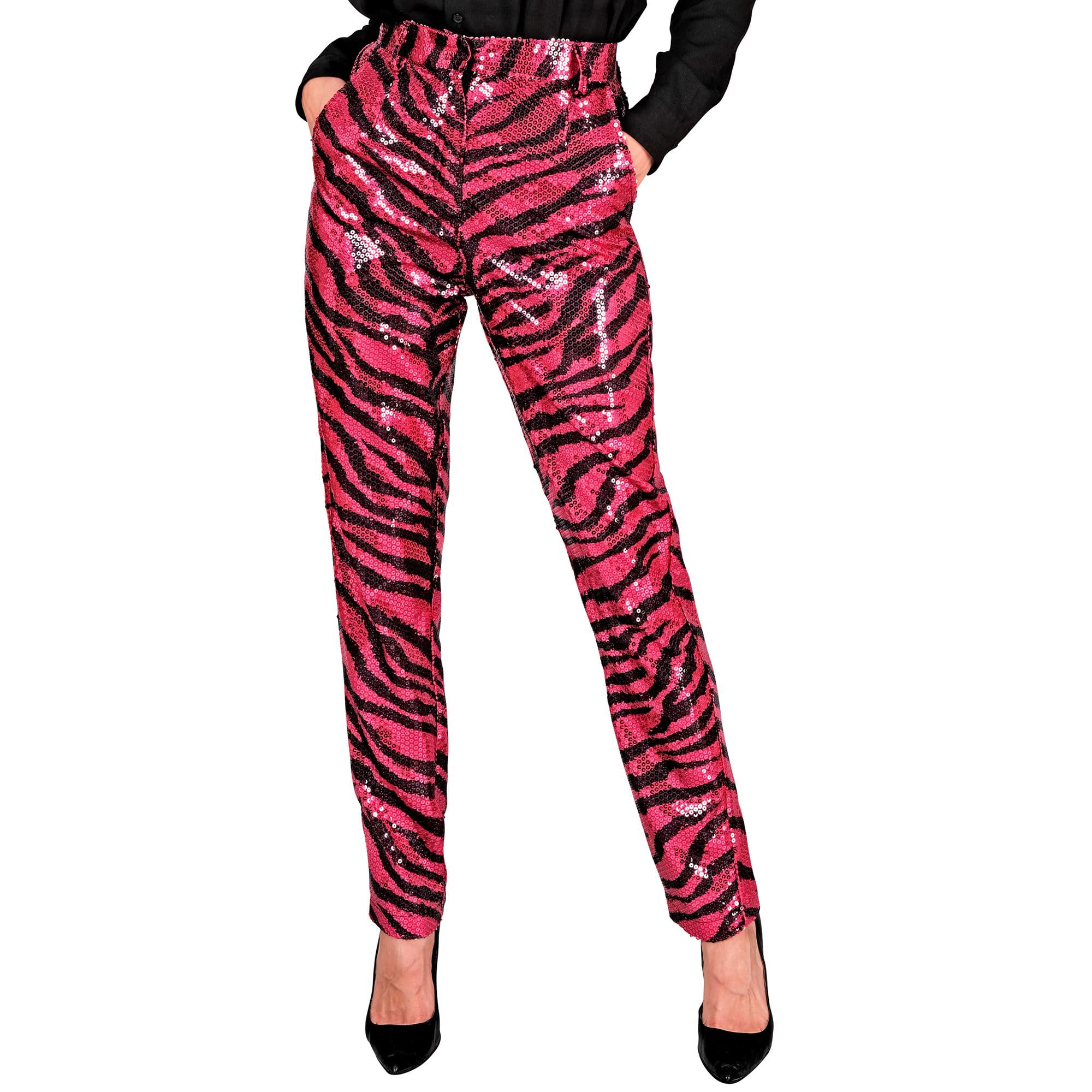 Widmann 12851 sequin pants, Pink, Zebra Stripes, S