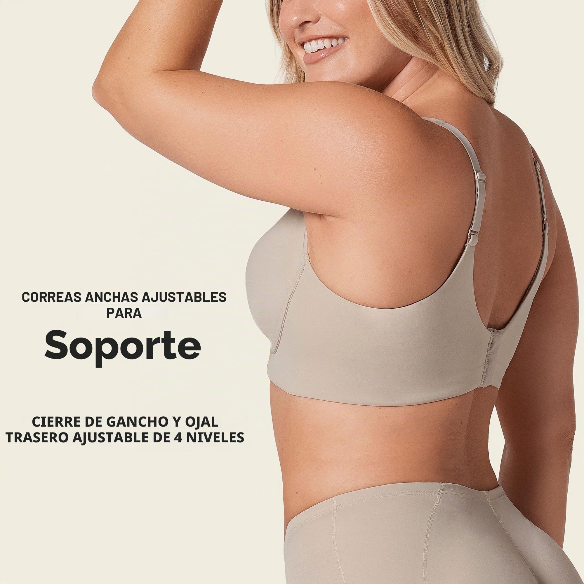 Leonisa Everyday Bra Sujetador sin Aro Ultracómodo de Alta Sujeción y Cubrimiento - PowerSlim, Copas Espuma, Tirantes Removibles, Uso Diario, Hecho en Colombia