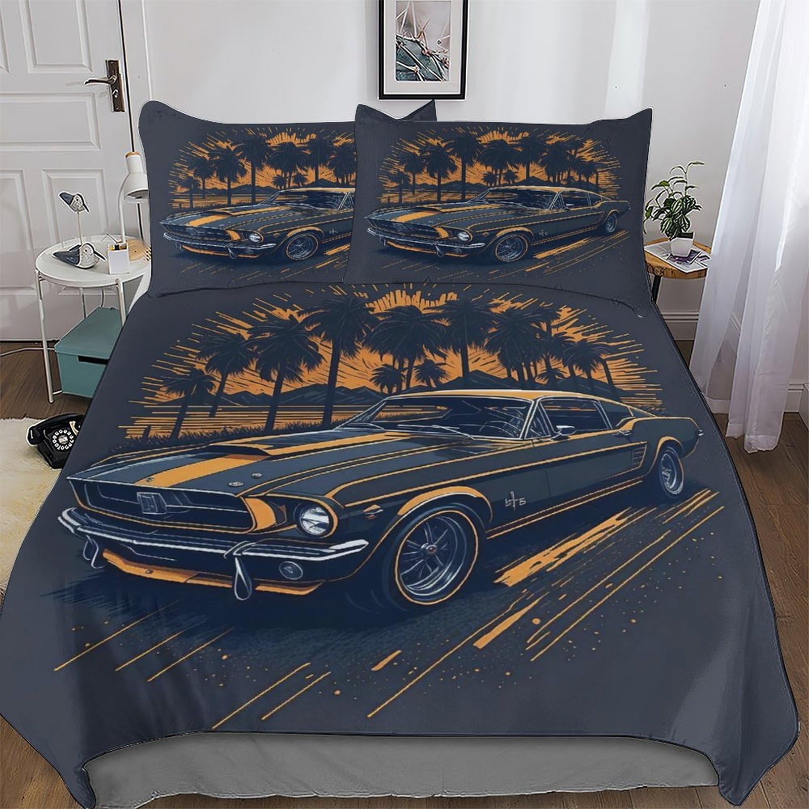 Dcccy Sports Car-22 Sports Car Duvet Cover Soft Cosy Quilt Cover Bedding Sets 3 Pieces With Pillowcase Easy Care Comforter Cover For Kids Adult Double (200X200cm)