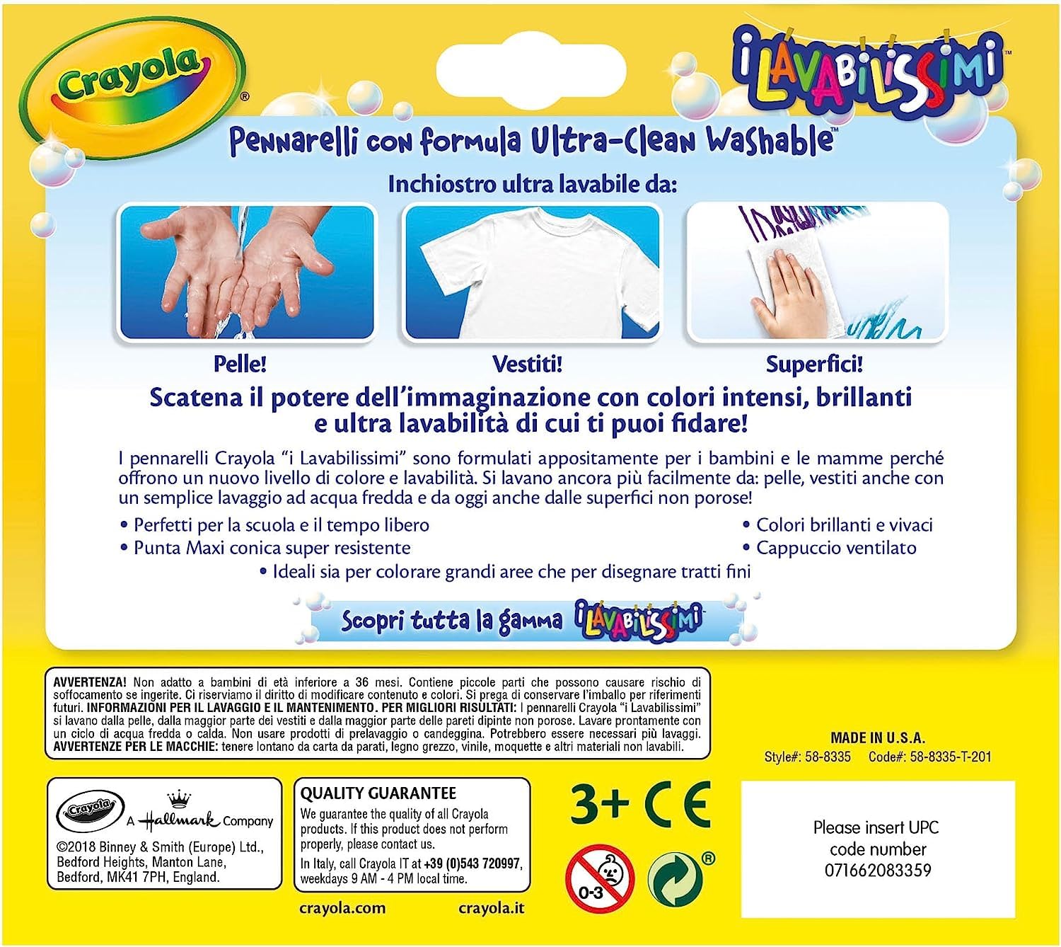 CRAYOLA I Lavabilissimi Pennarelli Ultra-Lavabili, Punta Maxi, Colori Tropicali Assortiti, per Scuola e Tempo Libero, 12 Pezzi 58-8335