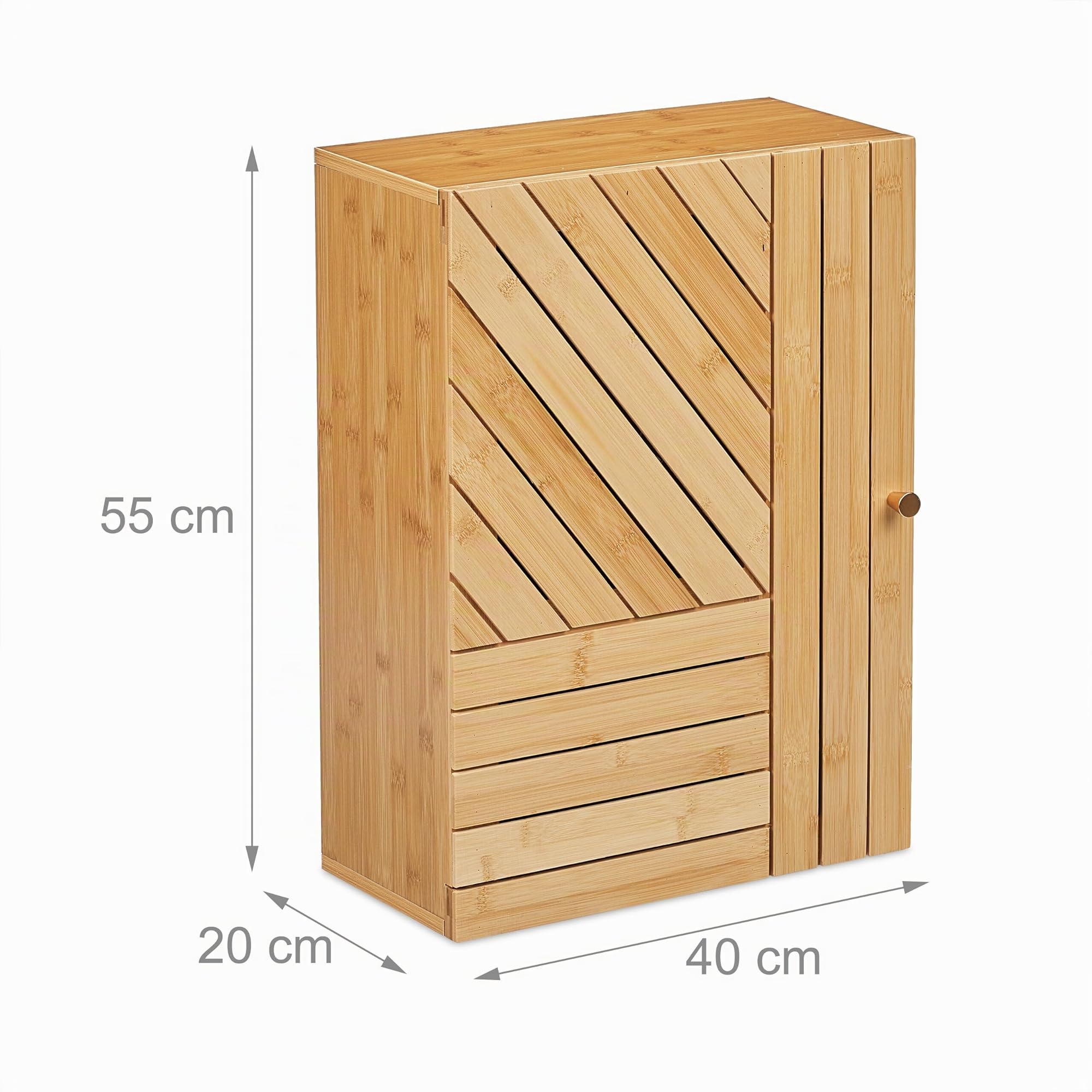 Relaxdays Armoire Suspendue pour Salle de Bain, Bambou, Niveaux réglables, Montage Porte Flexible, 55x40x20 cm, Nature