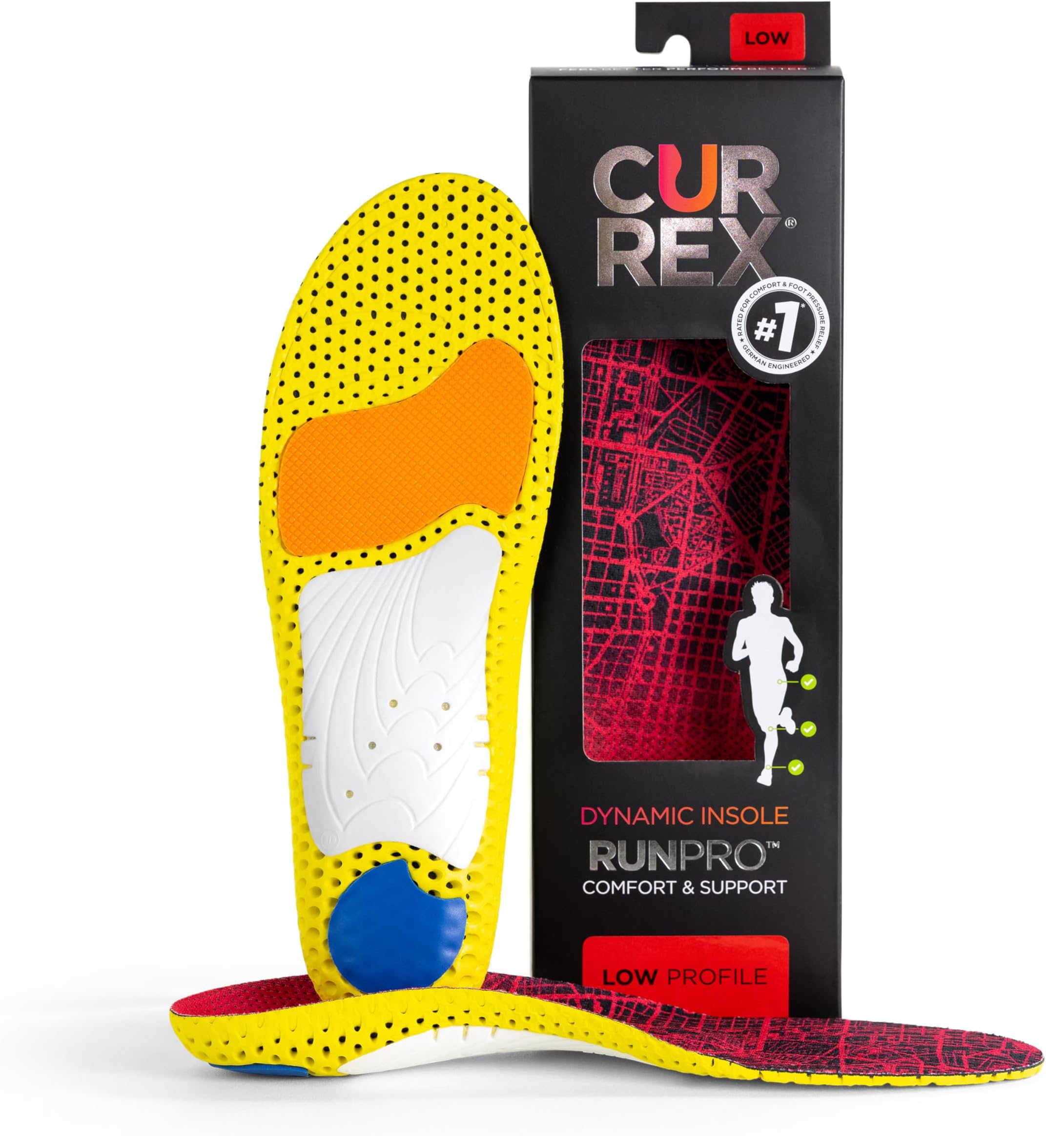 RunPro Insoles for Running Shoes, Arch Support Inserts to Help Reduce Fatigue, Prevent Injuries, Boost Performance for Men & Women (Low Arch, Size Large)