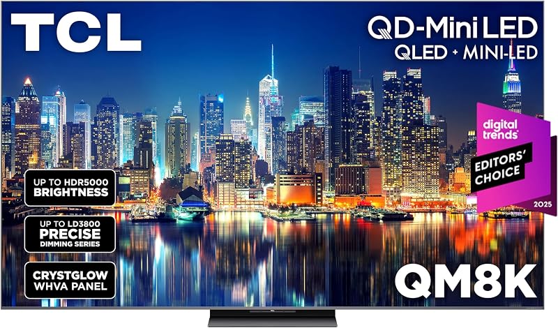 65 Inch Class QM8K Series | Mini LED QLED 4K HDR | 65QM8K, 2025 Model | 120HZ-144HZ Anti Reflective Wide Angle Screen Smart Google TV Dolby Atmos | Voice Remote Alexa Gaming Streaming Television