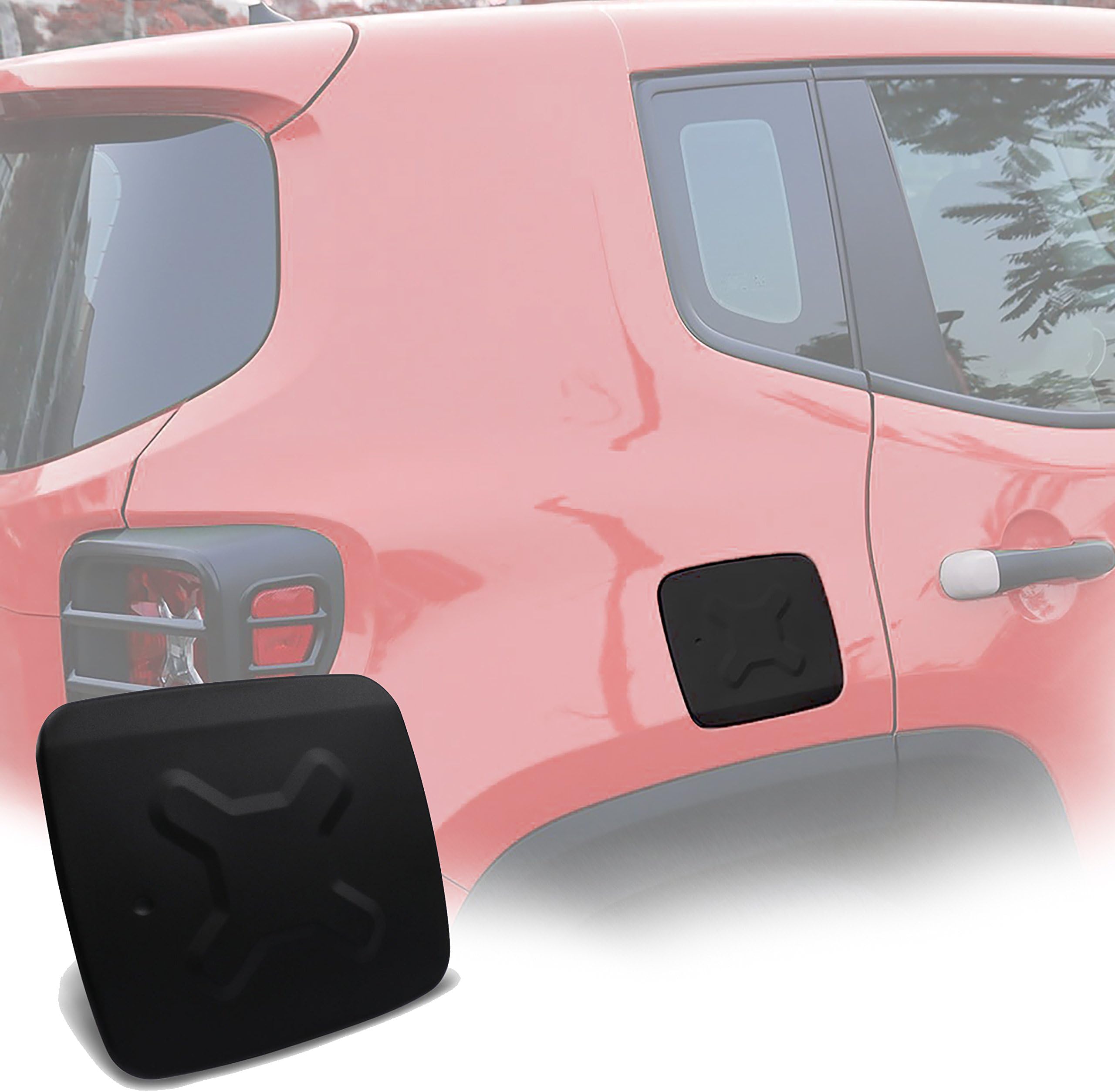 EnRand Jeep Renegade Gas Tank Cover,Aluminum Exterior Accessories,Fuel Filler Gas Cap Cover for Jeep Renegade Models(2014-2021)