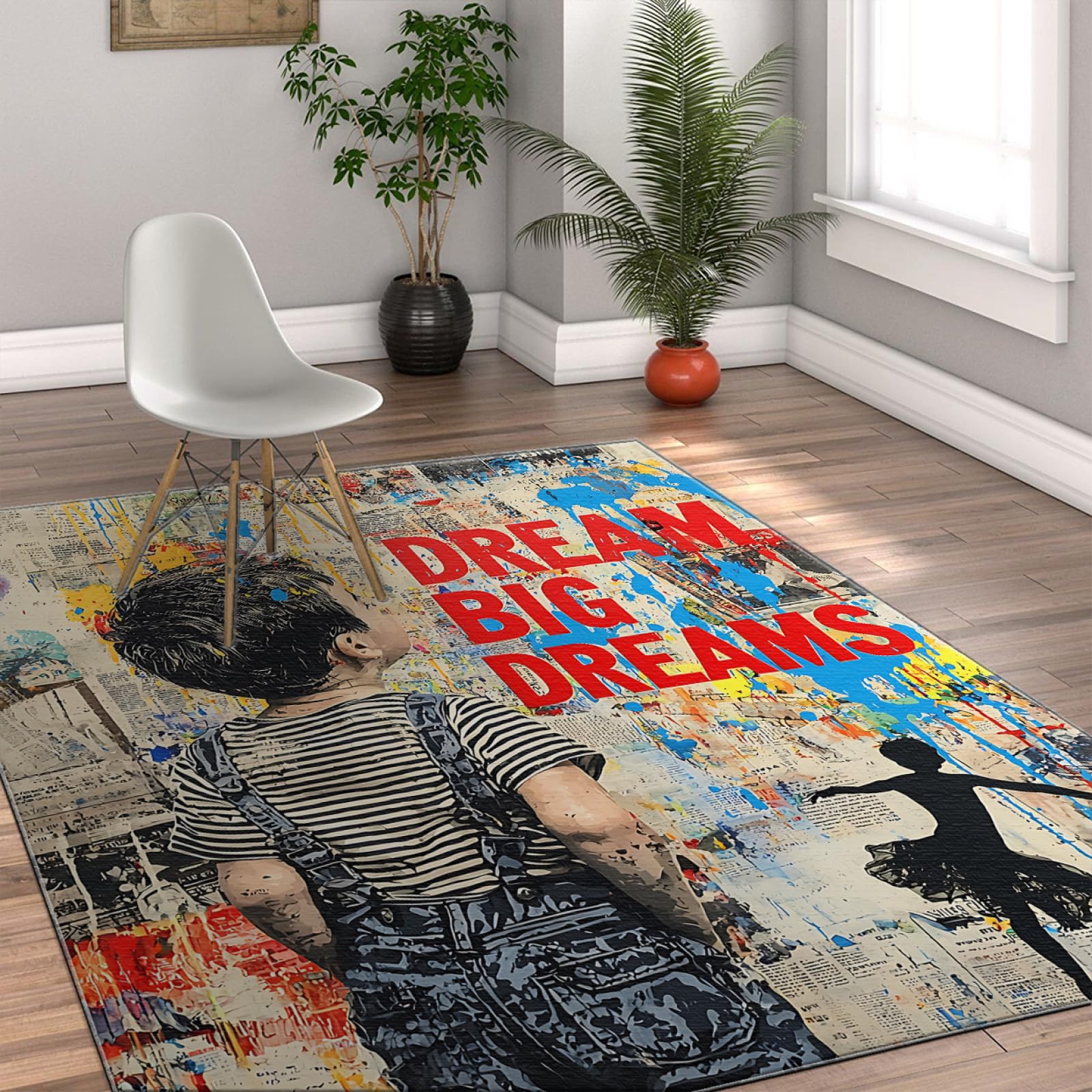 Dywaniki w stylu graffiti do salonu sypialni sztuka uliczna słodcy chłopcy wielkie marzenia miękki prostokątny dywan do klasy biura studia 160 x 230 cm