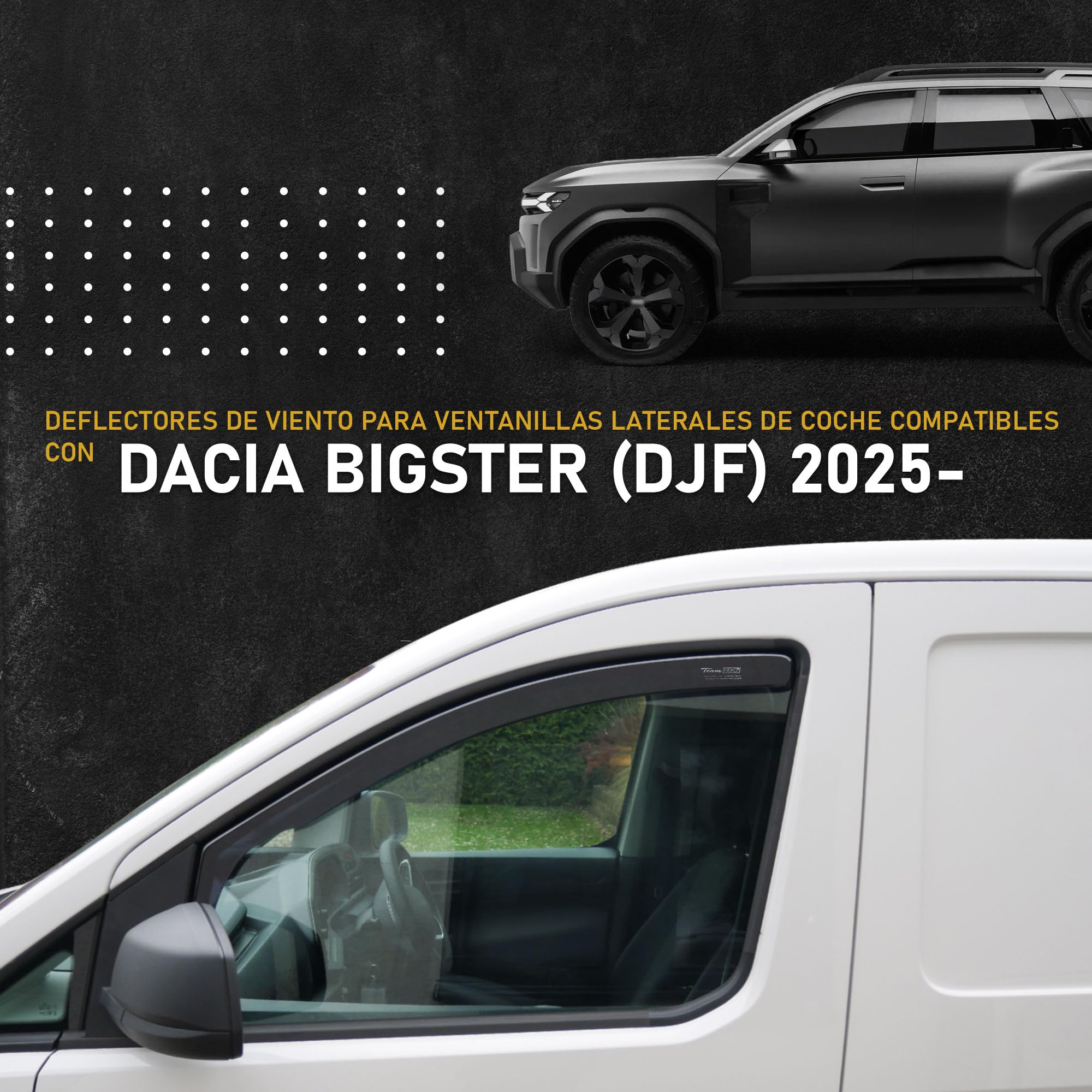 HEKO | Compatible con Dacia Bigster 2025+; Deflectores para Ventanas Laterales; 4 uds.; Deflectores de Aire Antilluvia, Oscurecidos, Aerodinámicos; Instalación Rápida y Sencilla