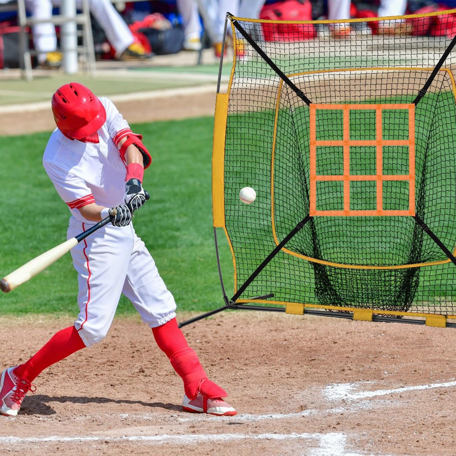Cible de baseball réglable - Filet d'entraînement pour frapper et attraper avec sangle de fixation