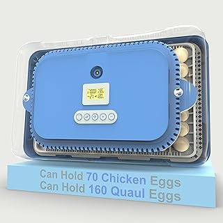 Egg Incubator for Hatching 70-160 Chicken/Quail/Turkey Eggs, 360° View Poultry Incubators with Automatic Egg Turning/Humidity Control&Alarm/Auto Water Adding/Adjustable Tray, for Beginner/Farm/Home