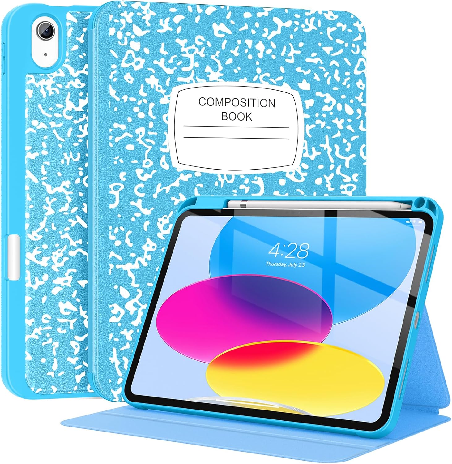 Supveco Case for iPad (A16) 11th Generation 11 inch (2025),iPad 10th Generation 10.9 inch (2022) with Pencil Holder-[Auto Wake/Sleep],Premium Folio Stand Case with Soft TPU Back Cover-Sky Blue